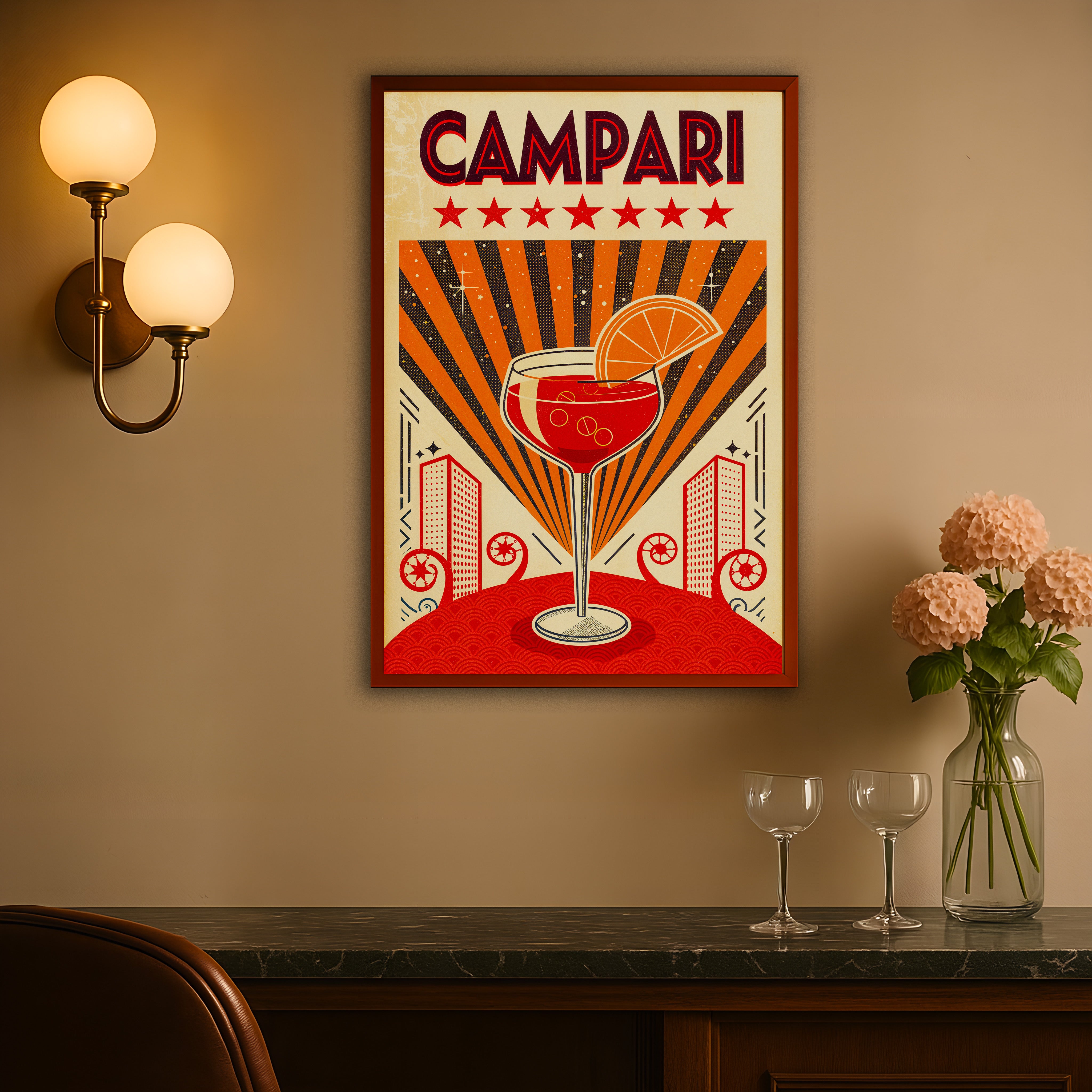 Campari Cocktail - Retro Aperitif Plakat Poster