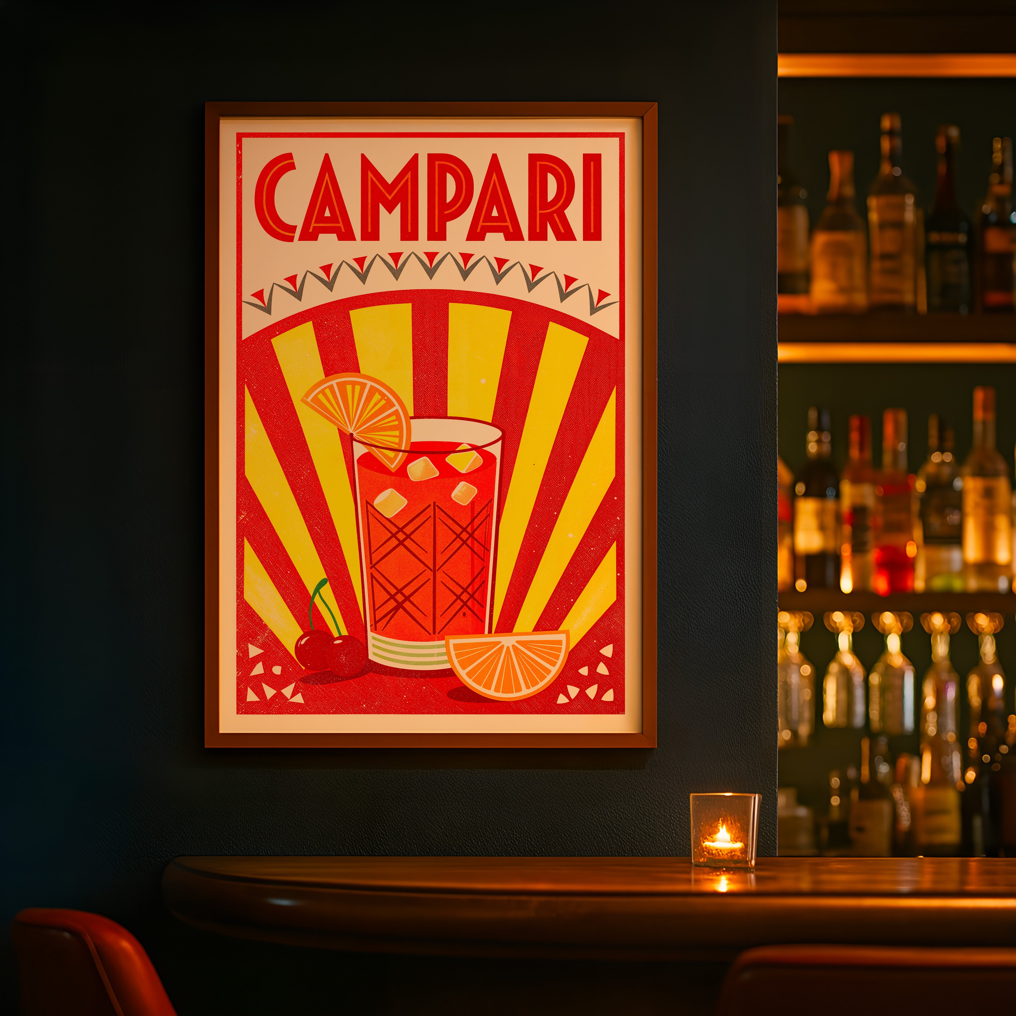 Campari Cocktail Poster - Retro italienischer Aperitif