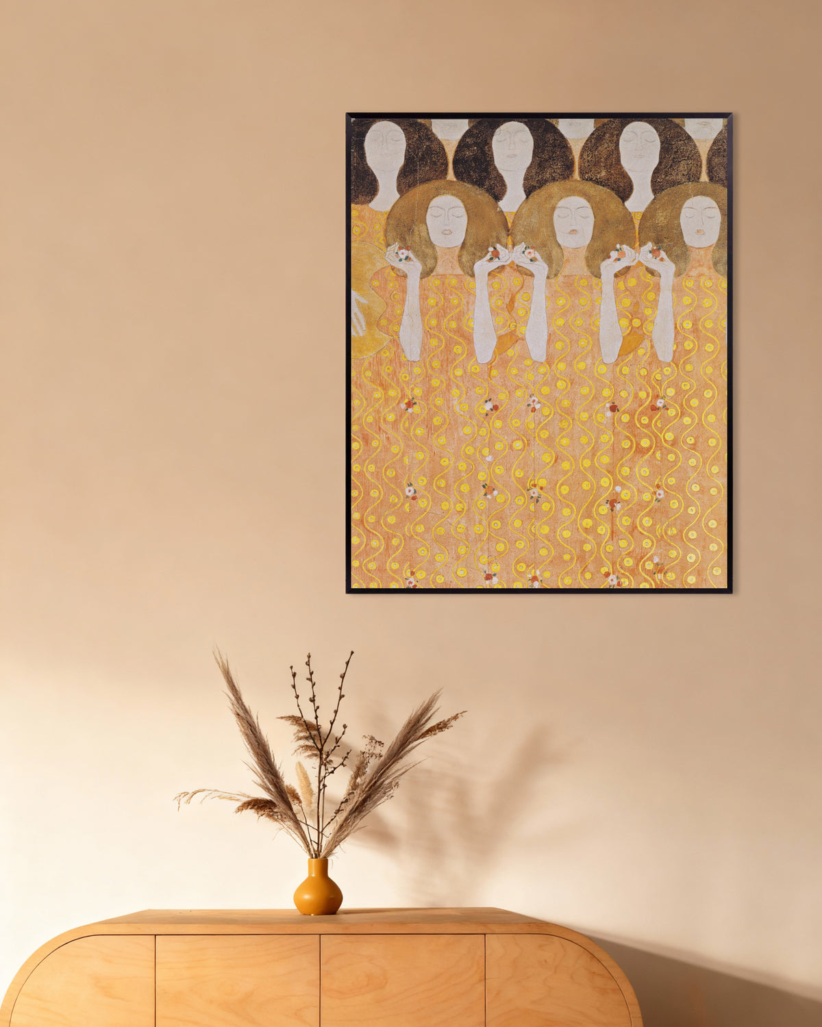 Poster Chor der Paradiesengel, Beethovenfries (1902) von Gustav Klimt mit Metallrahmen