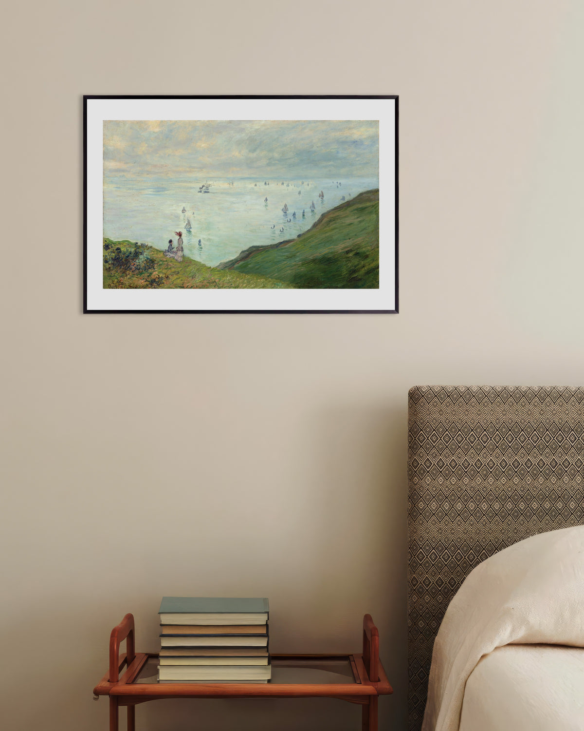 Poster Klippen bei Pourville (1882) von Claude Monet mit Metallrahmen