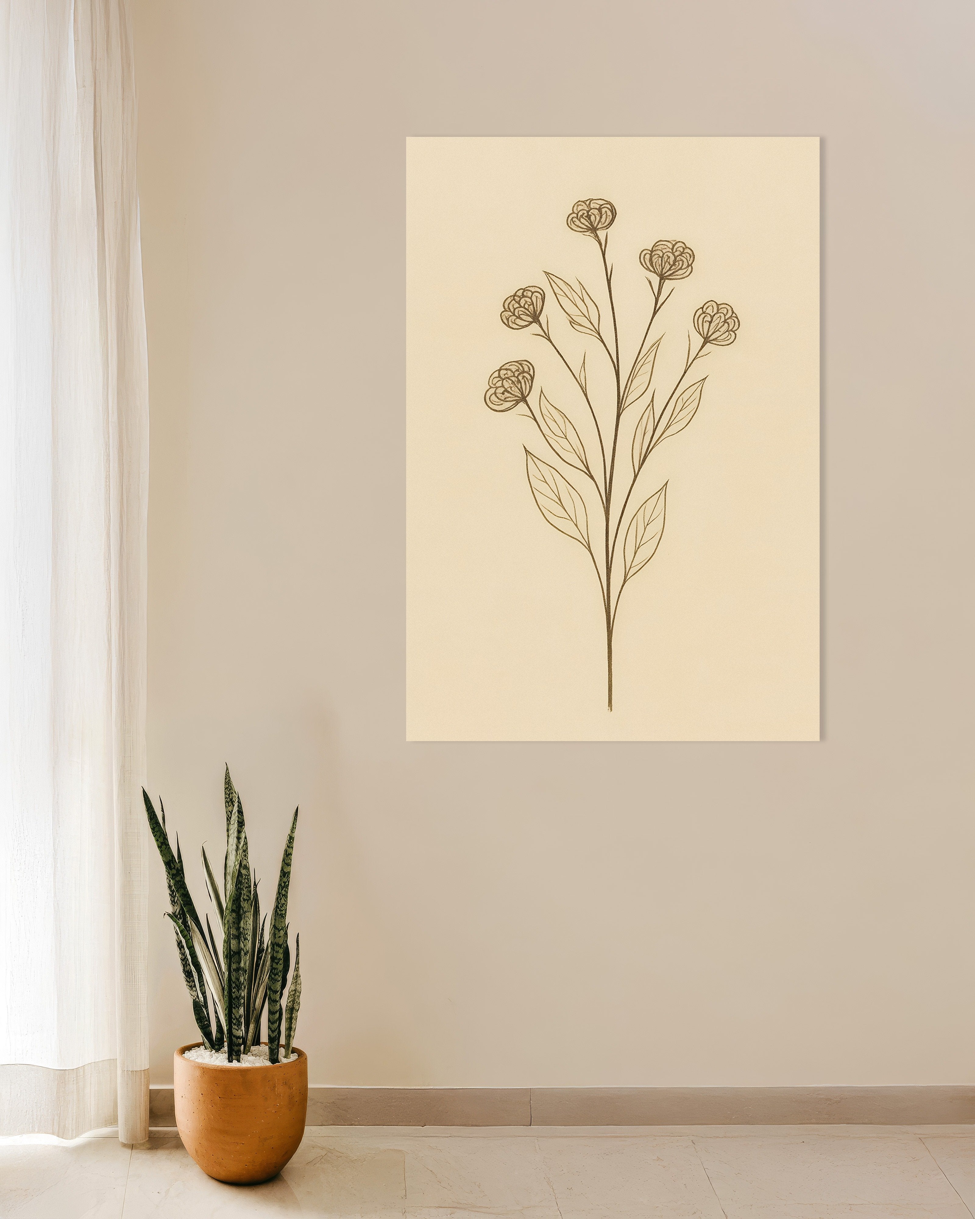 Poster of Dried Statice Poster – Autumn Botanical Art
