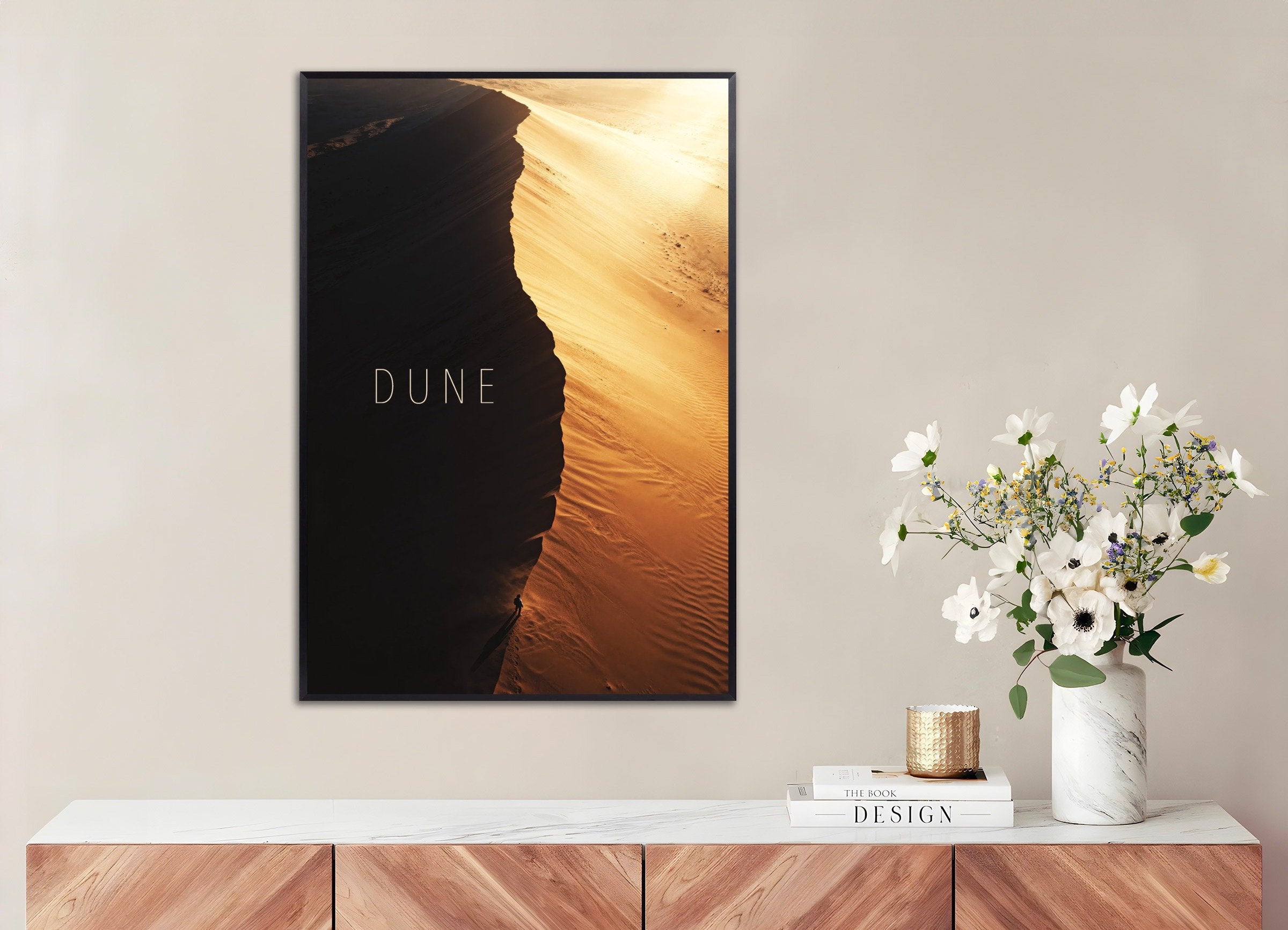 Poster of Dune Ridge Poster, Desert Horizon Art Print, with metal frame