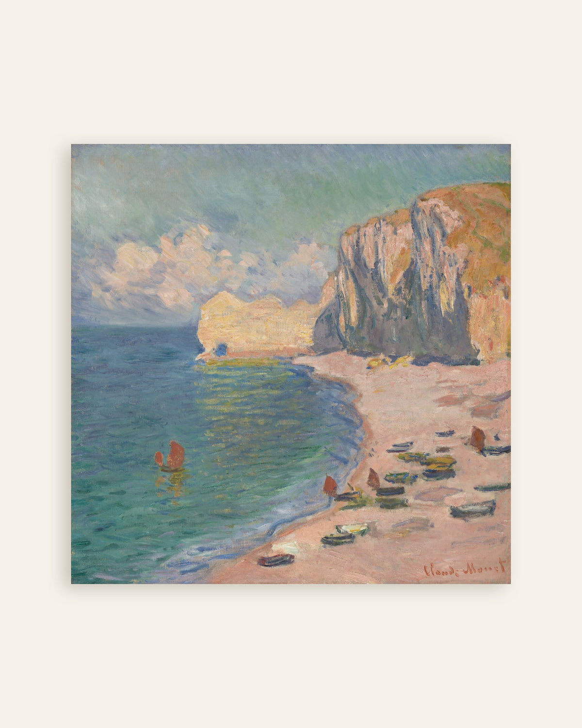 Poster Étretat, la spiaggia e la Falaise d'Amont (1885) di Claude Monet, miniatura