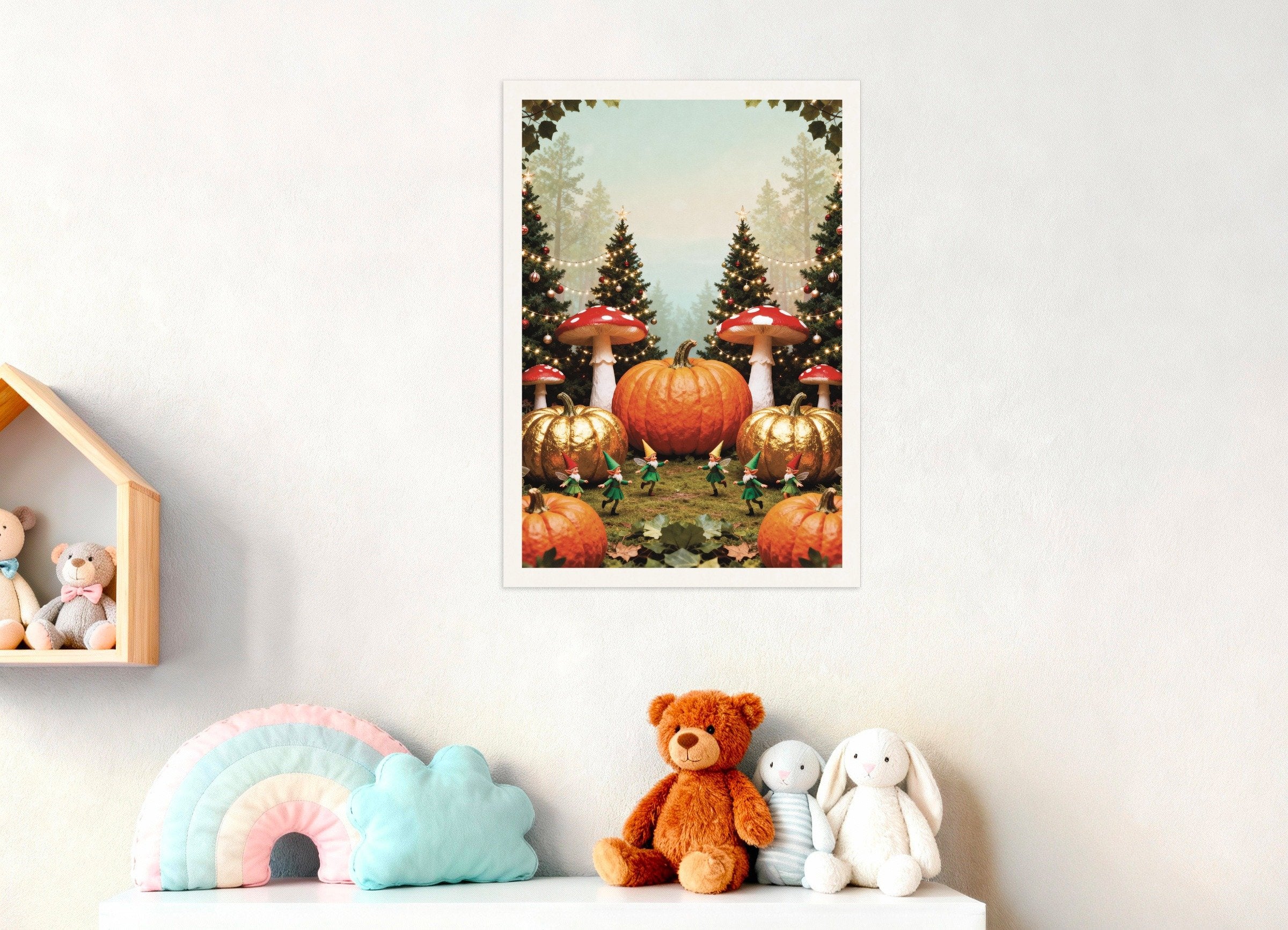 Poster of Fairy forest with pumpkins poster