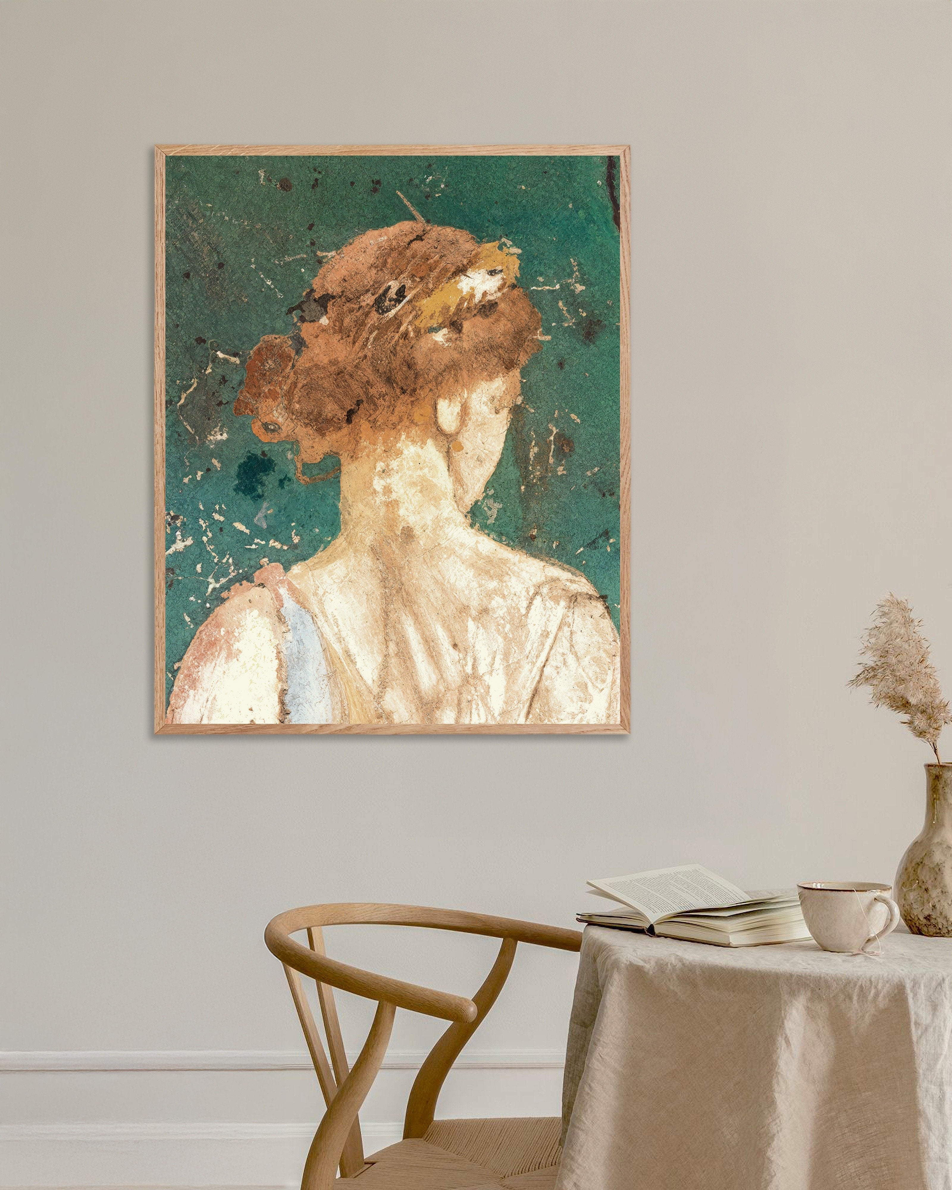 Poster of Flora of Stabiae, Primavera Fresco Detail - Poster, with natural wooden frame
