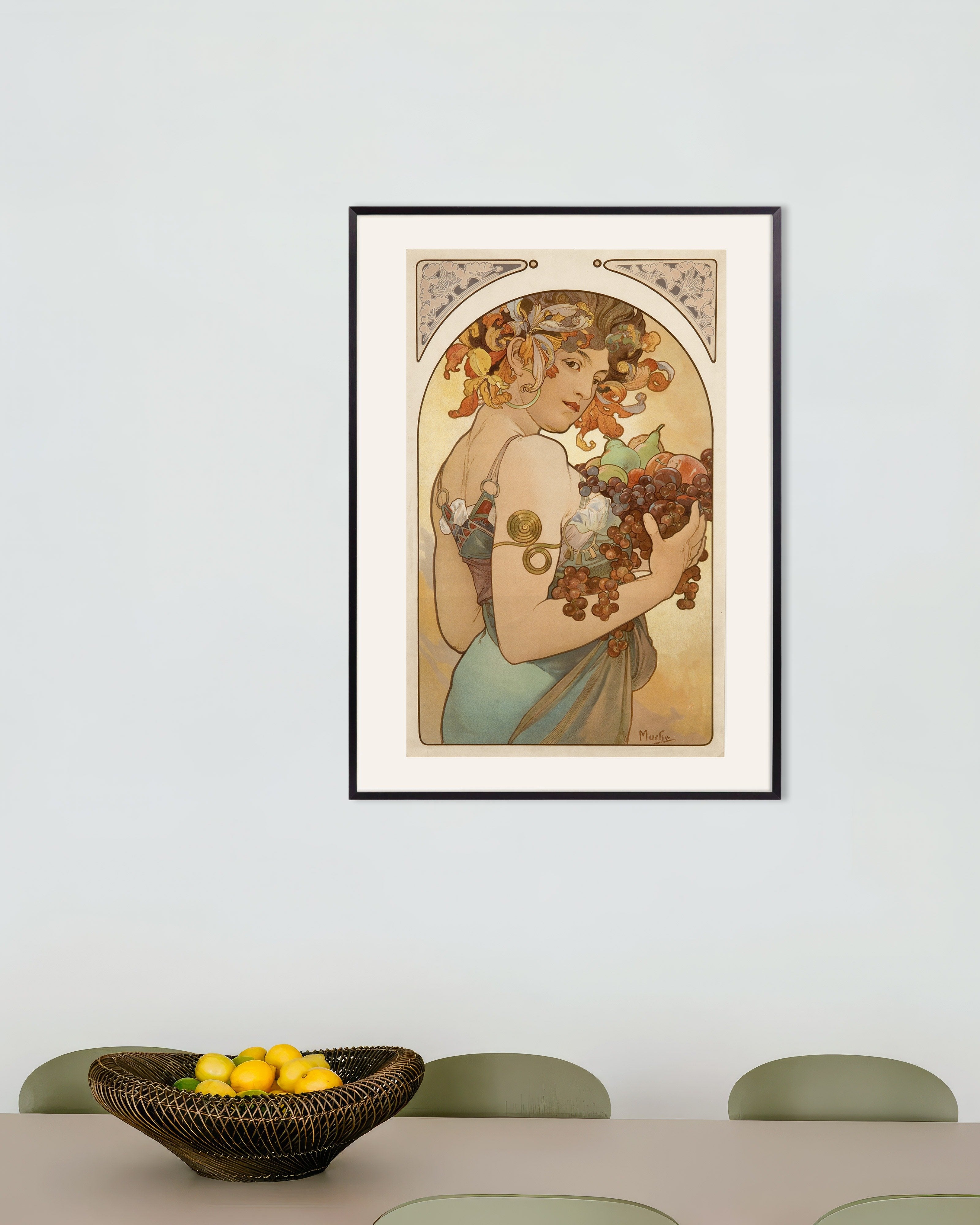 Poster of Fruits by Alfons Mucha - Print, with metal frame