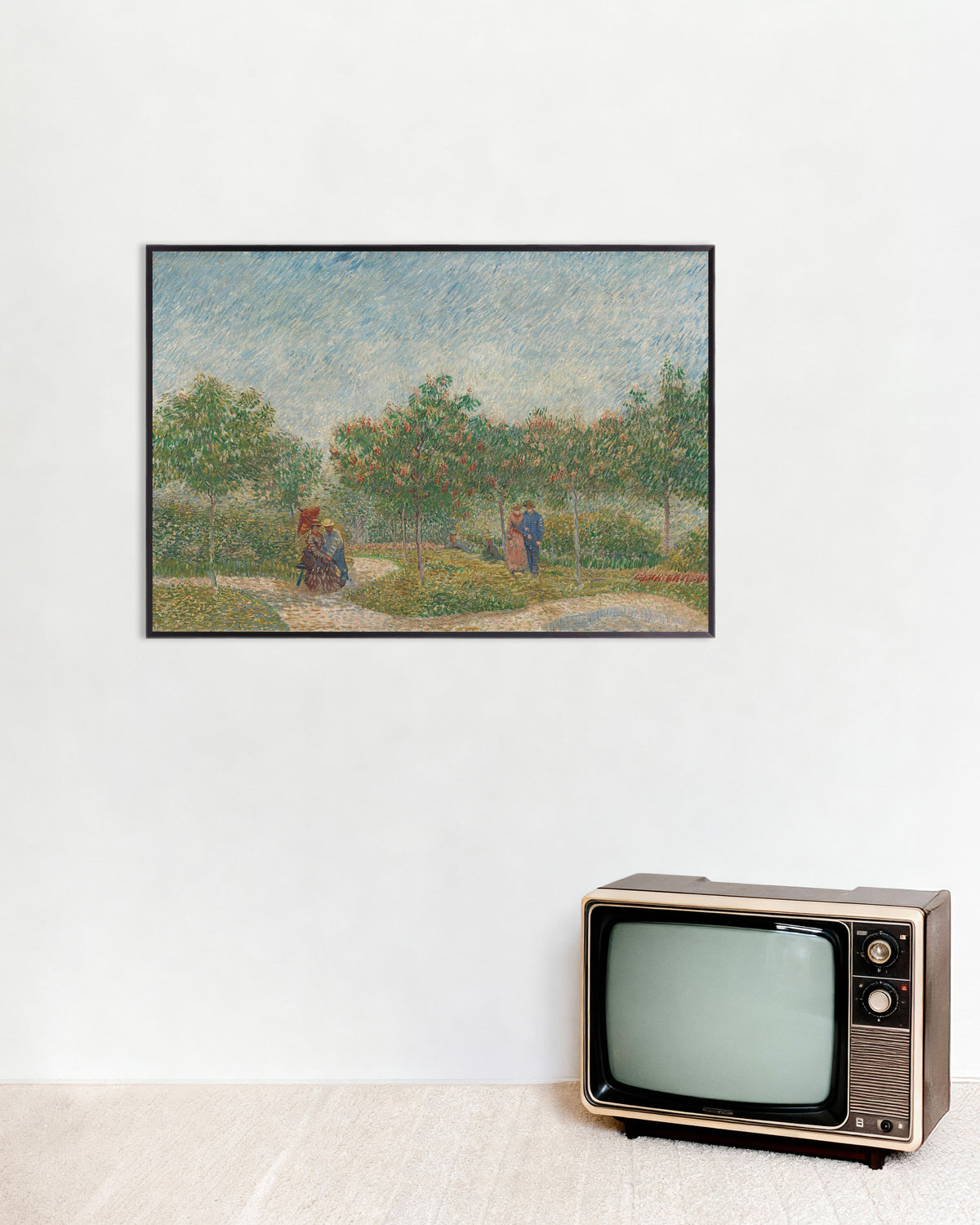 Poster de Jardin avec des couples faisant la cour, square Saint-Pierre (1887), de Vincent van Gogh, avec un cadre en métal