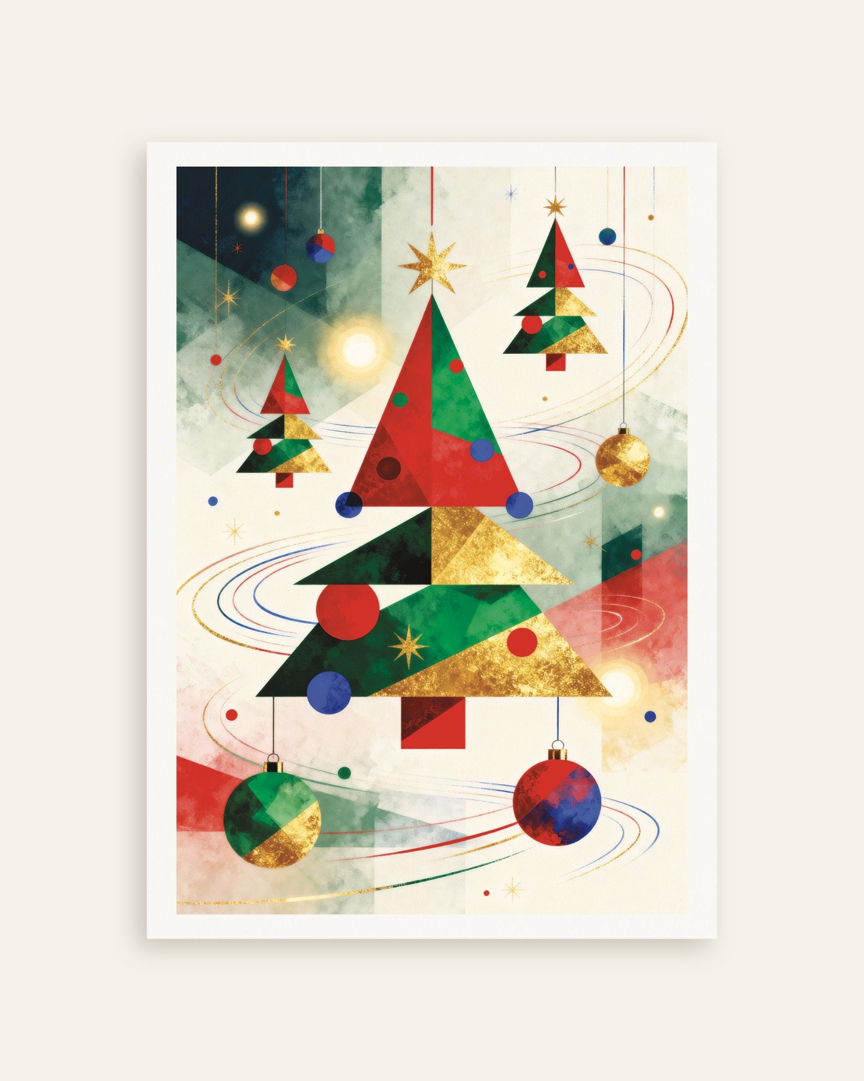 Poster of Geometric Christmas trees poster, thumbnail