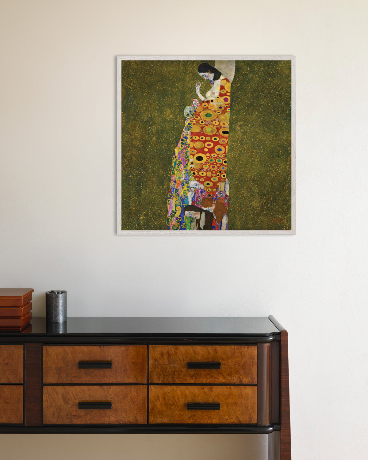 Poster La speranza II (1907–1908) di Gustav Klimt con cornice in legno bianco