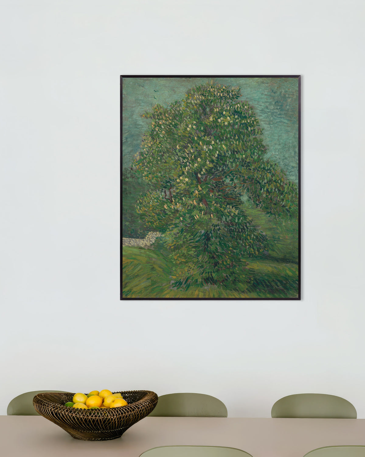 Poster de Marronnier en fleurs (1887), Vincent van Gogh, avec un cadre en métal