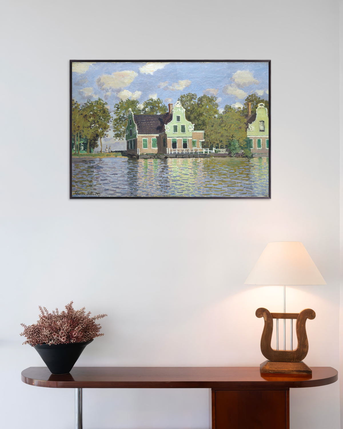 Poster Häuser am Ufer der Zaan (1871) von Claude Monet mit Metallrahmen