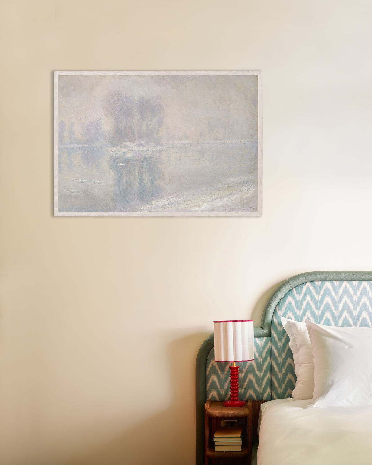 Poster Eisschollen (1893) von Claude Monet mit weißem Holzrahmen
