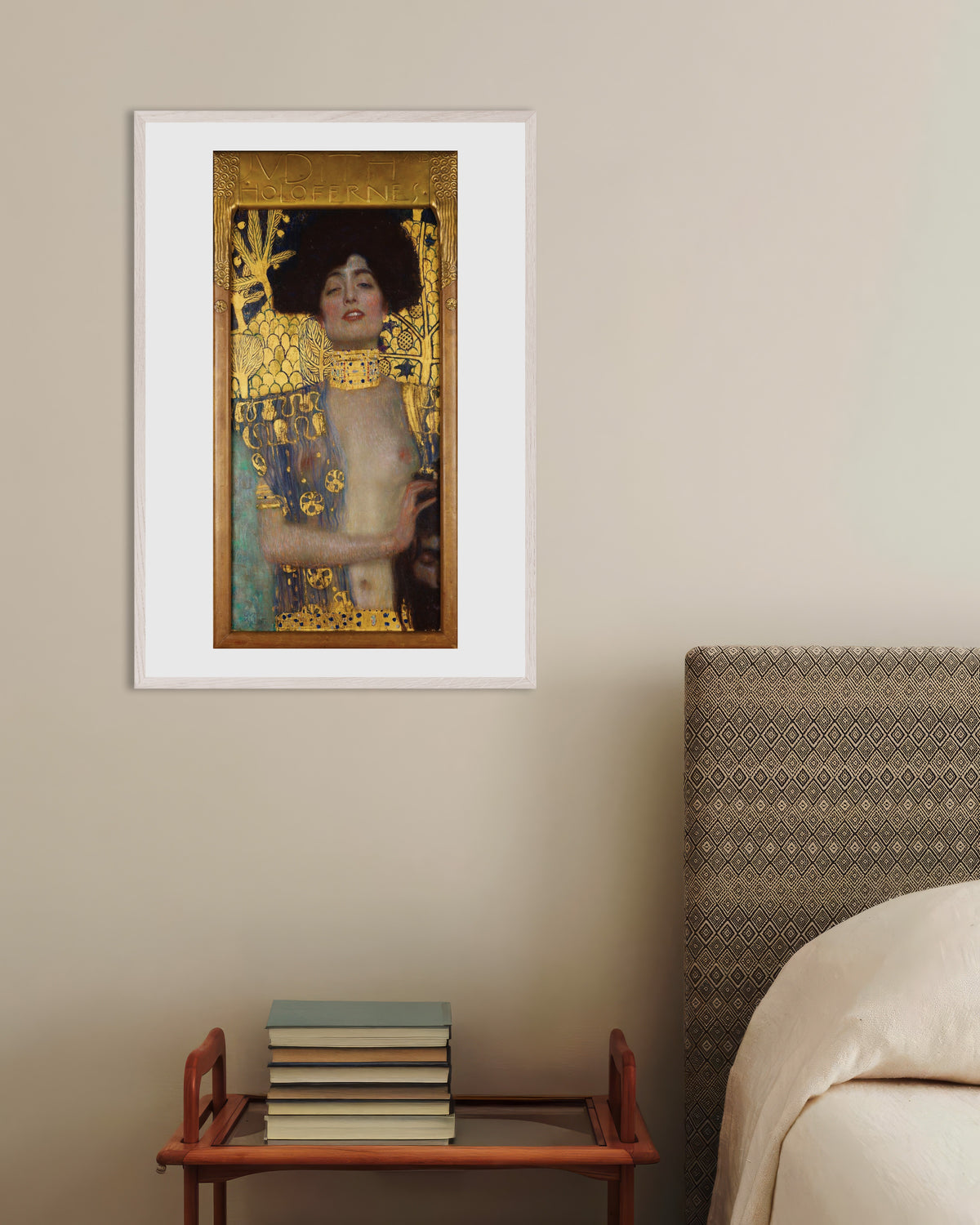 Affiche Judith I (1901) de Gustav Klimt, avec un cadre en bois blanc