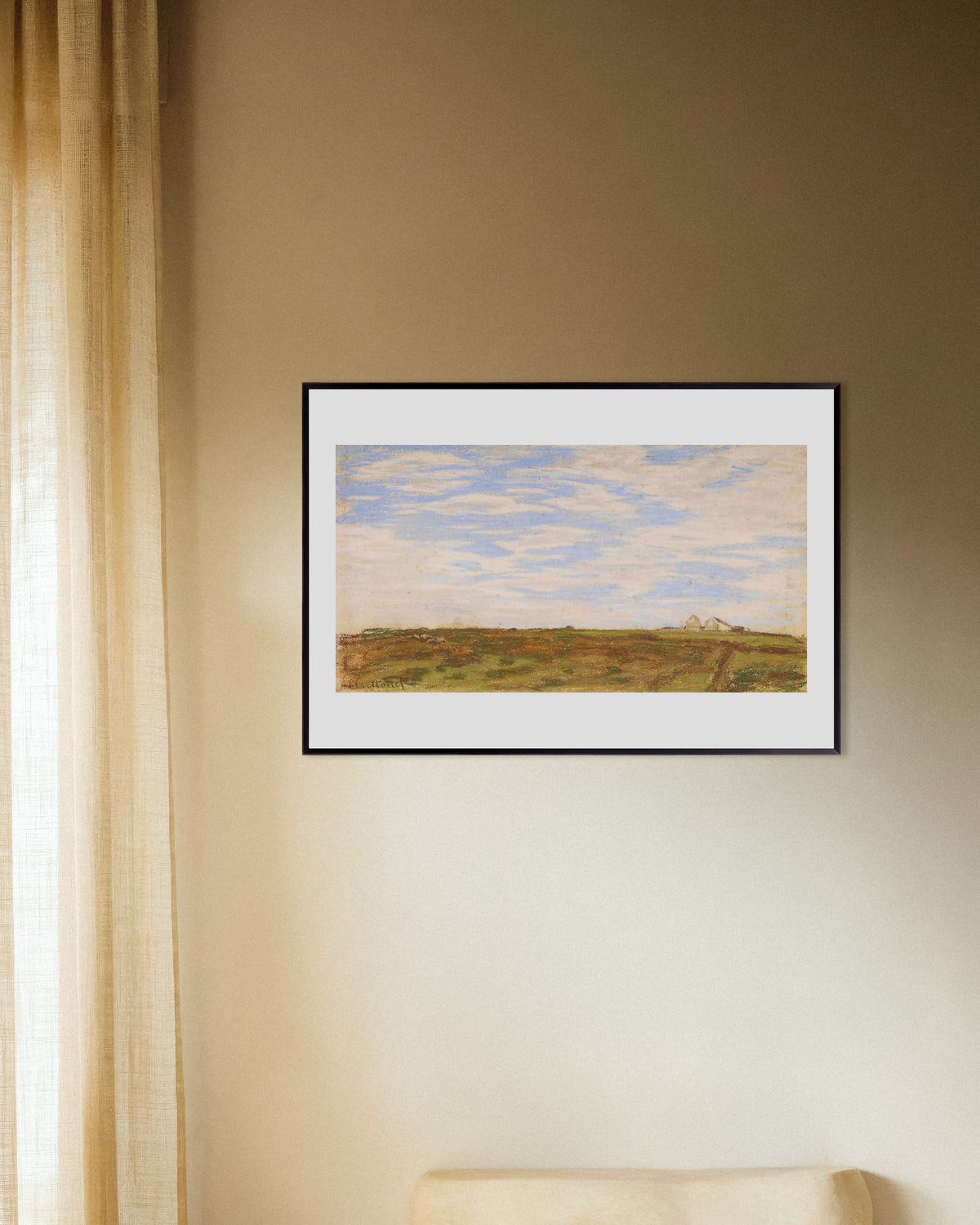 Affiche Paysage (1864–1866) de Claude Monet, avec un cadre en métal