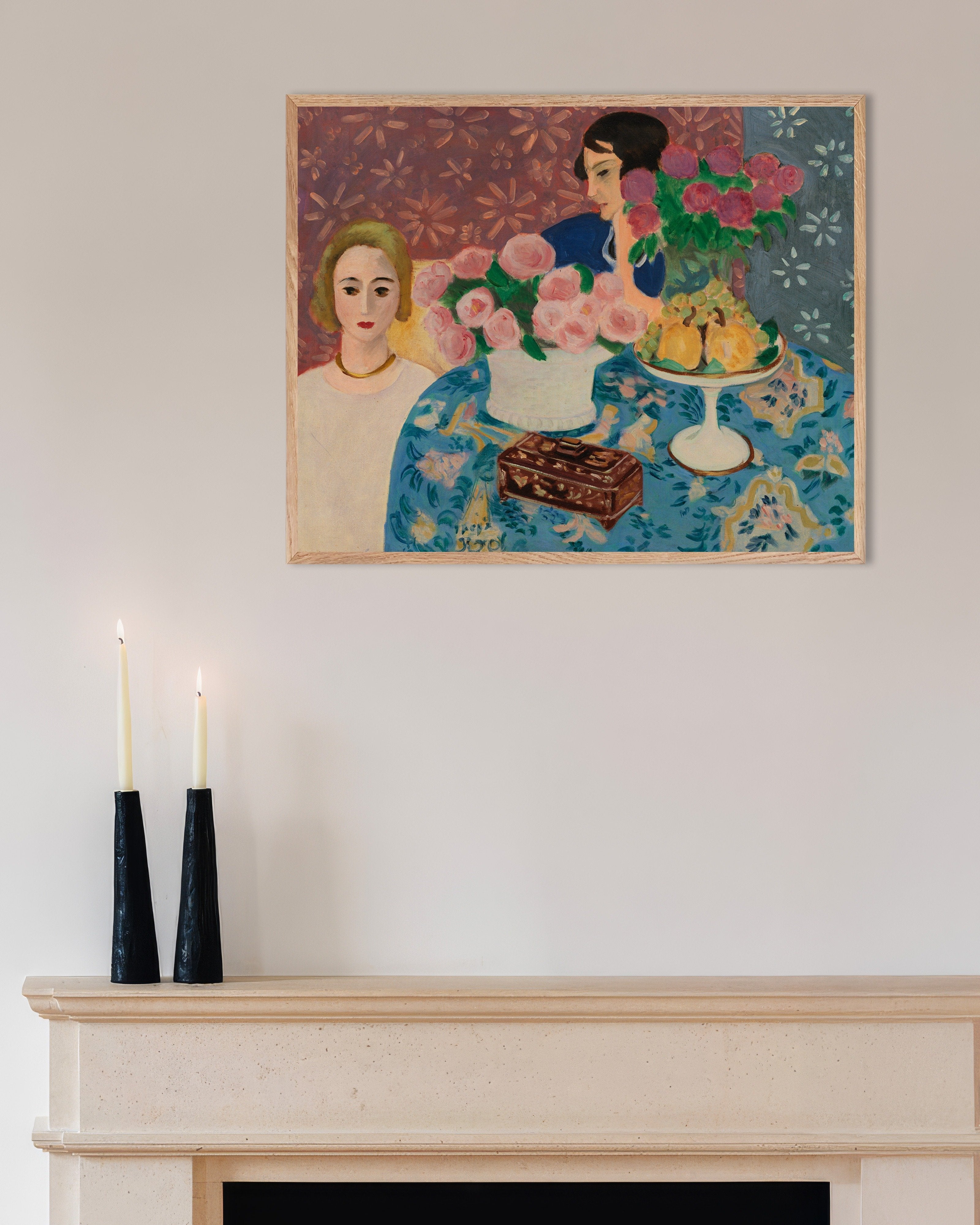 Poster of Le coffret chinois (1922) by Henri Matisse, with natural wooden frame