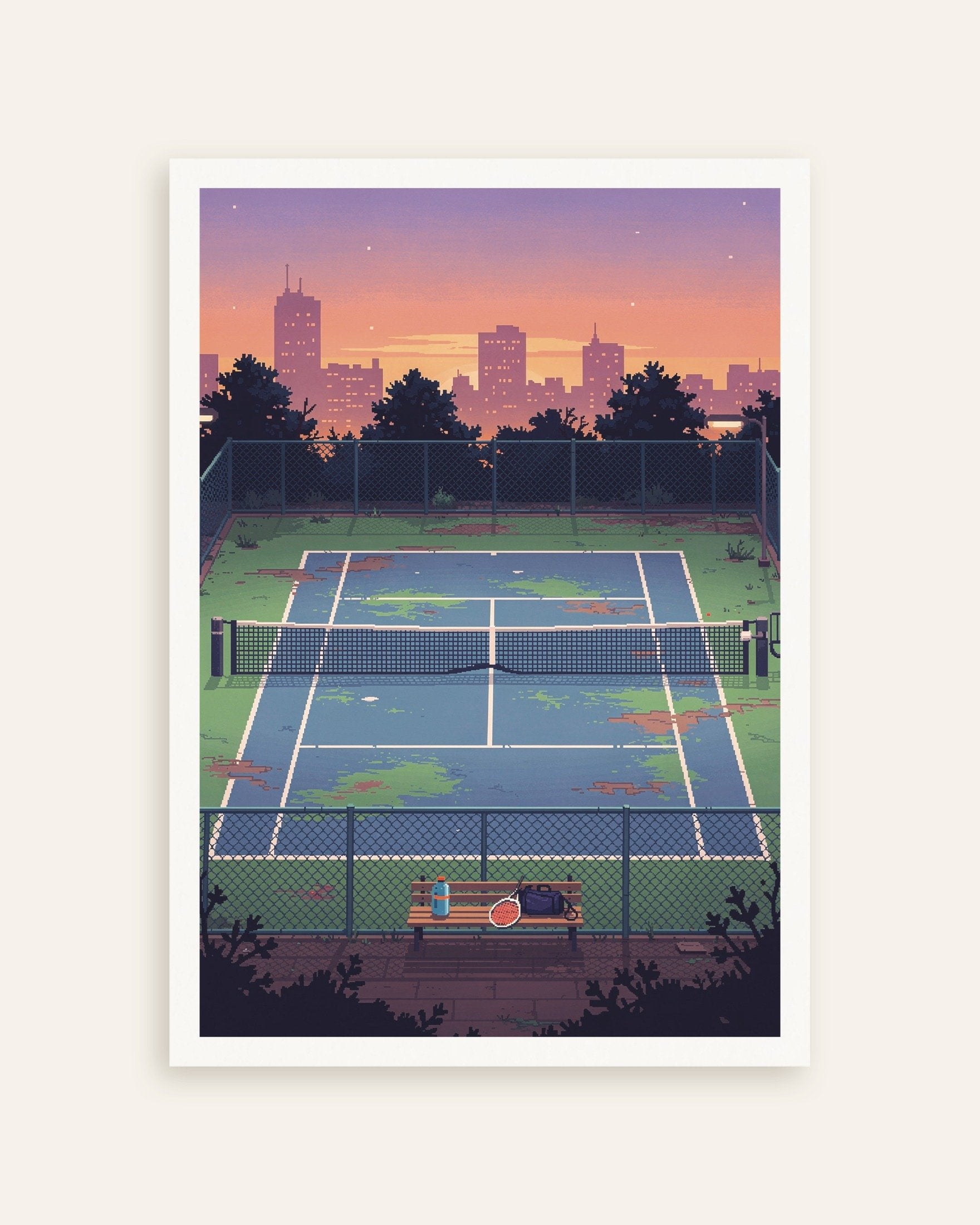Poster of Lo-Fi Sunset Court - Pixel Art Poster, thumbnail