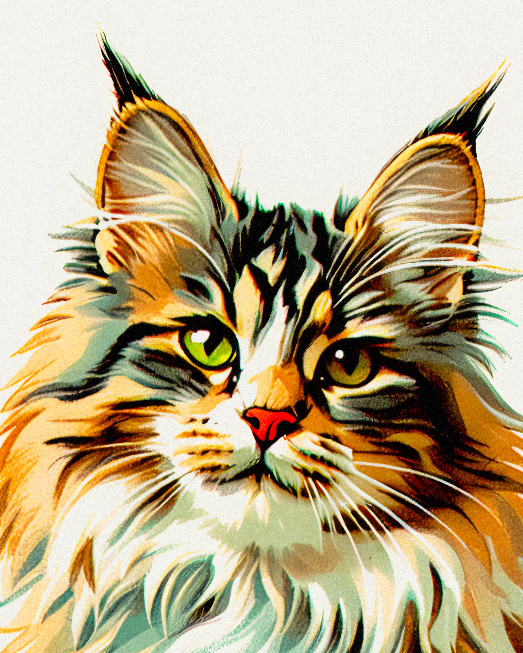 Maine Coon Katze 02 - Vintage Kunst - Poster