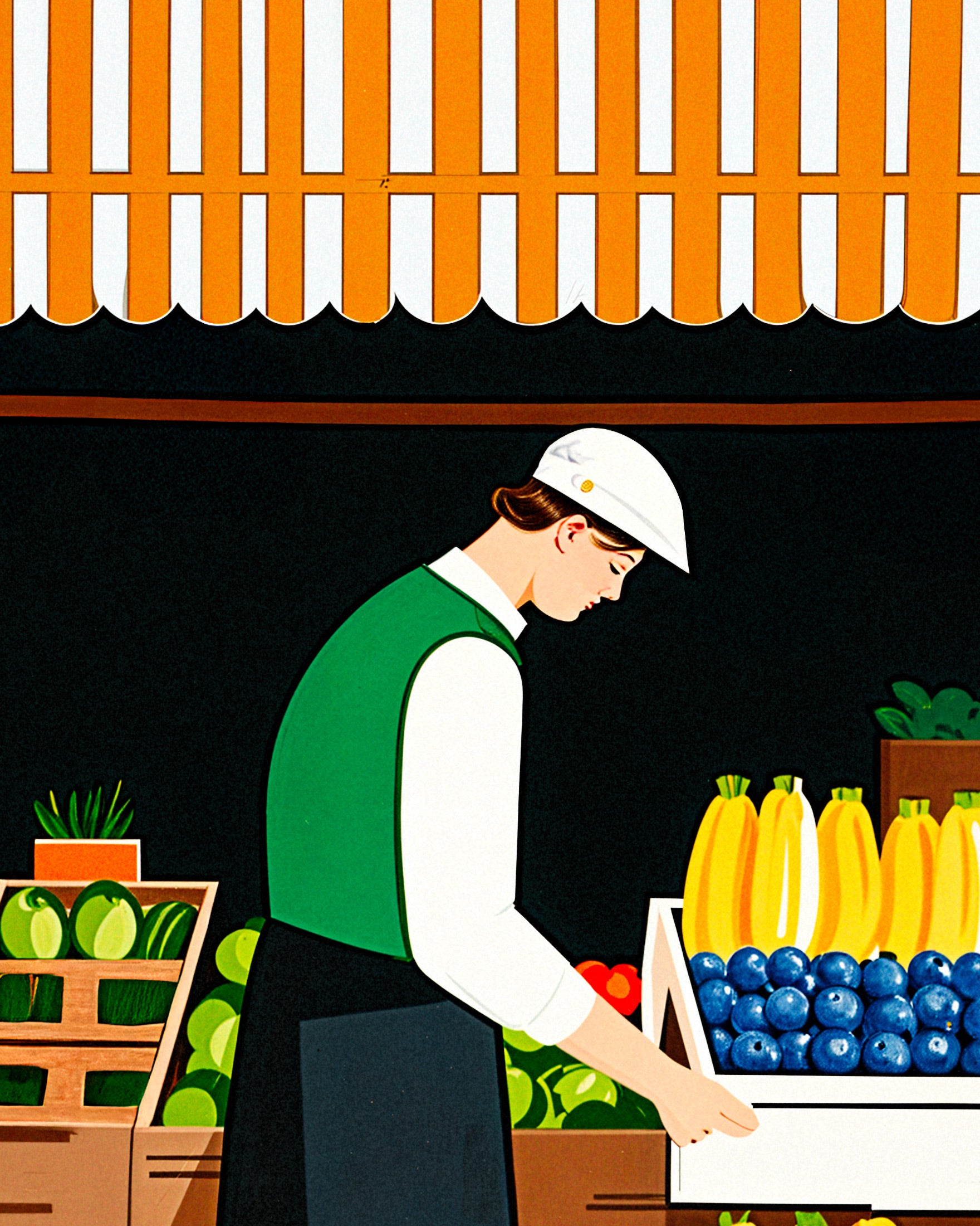 Food market poster, Früchte und Gemüse