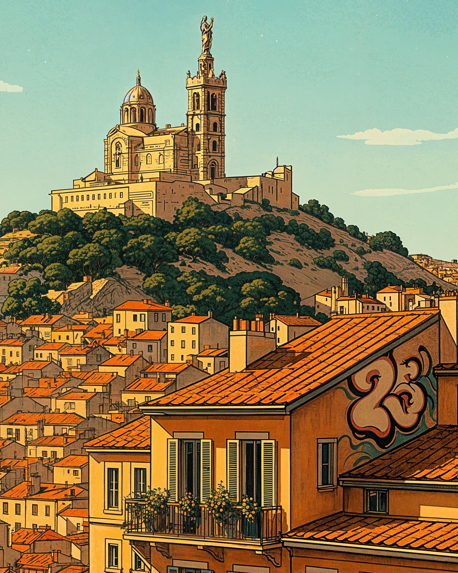 Marseille Poster – Stadtansicht der Notre-Dame de la Garde