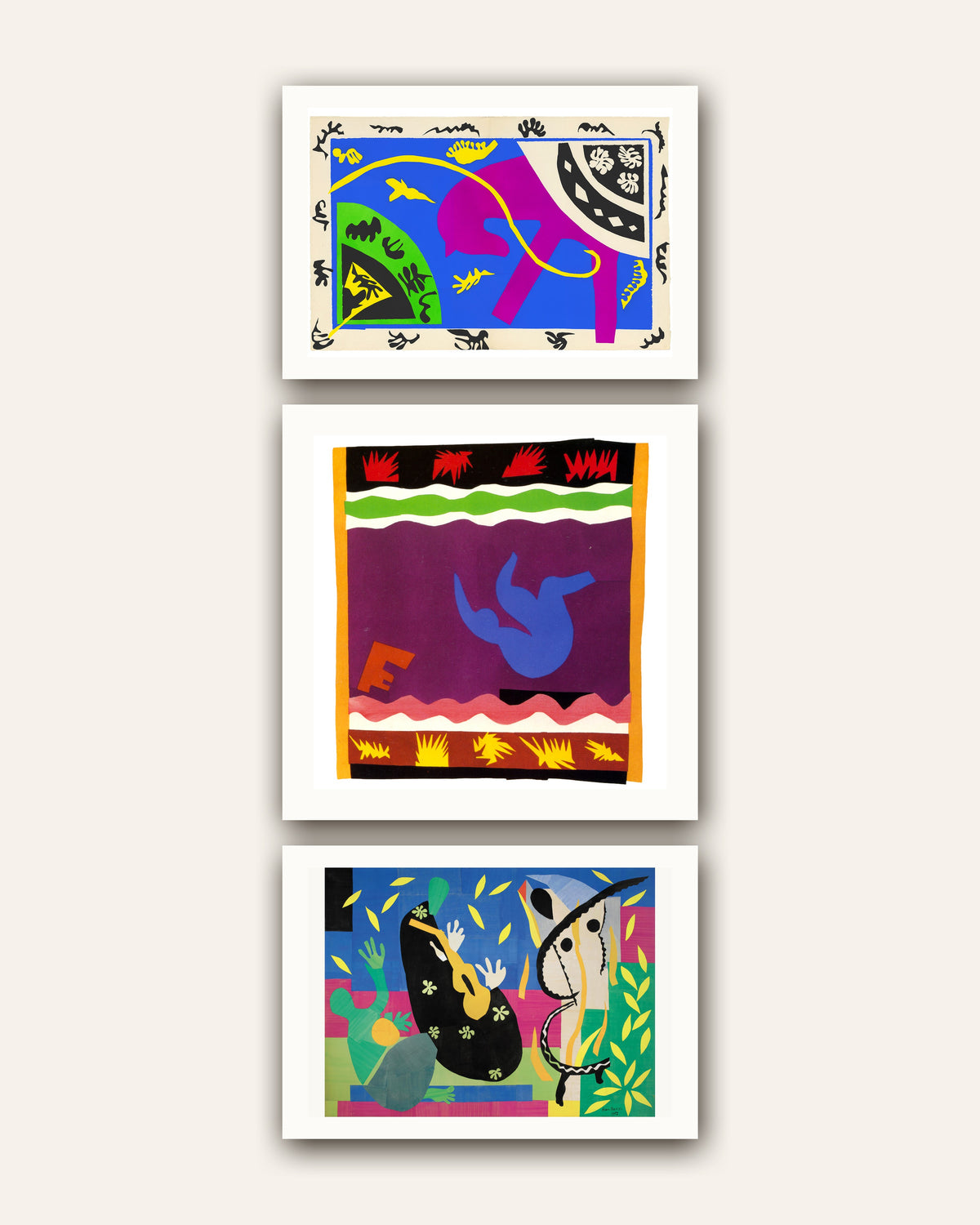 Poster Matisse, set da 3: Cavallo, cavaliere e clown, La slitta, La tristezza del re, senza cornice