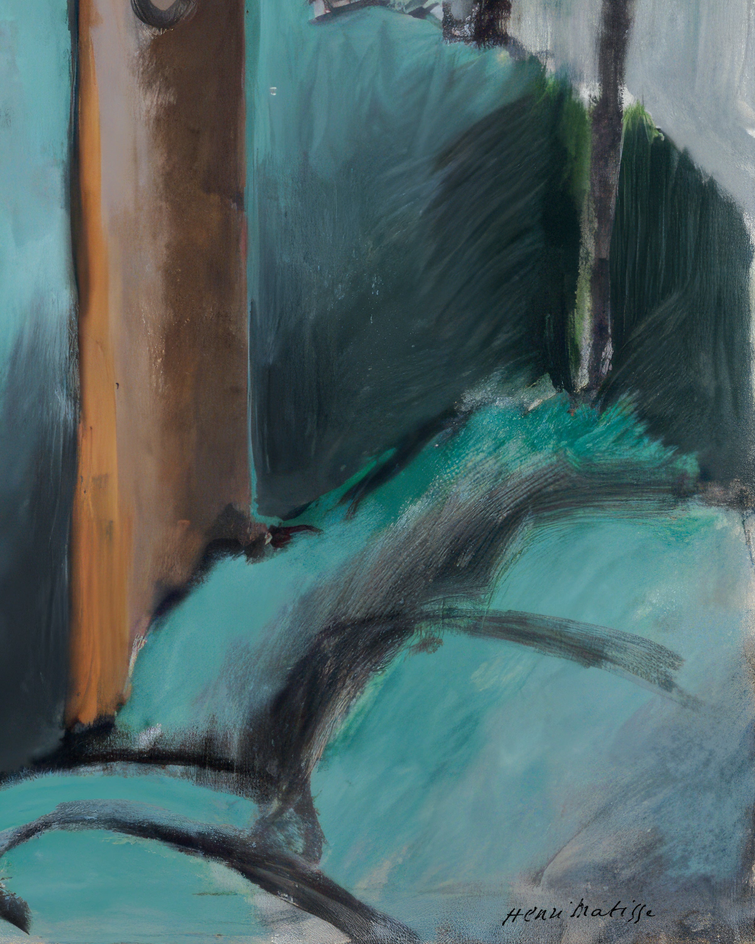 Matisse painting with teal, black, and brown colors