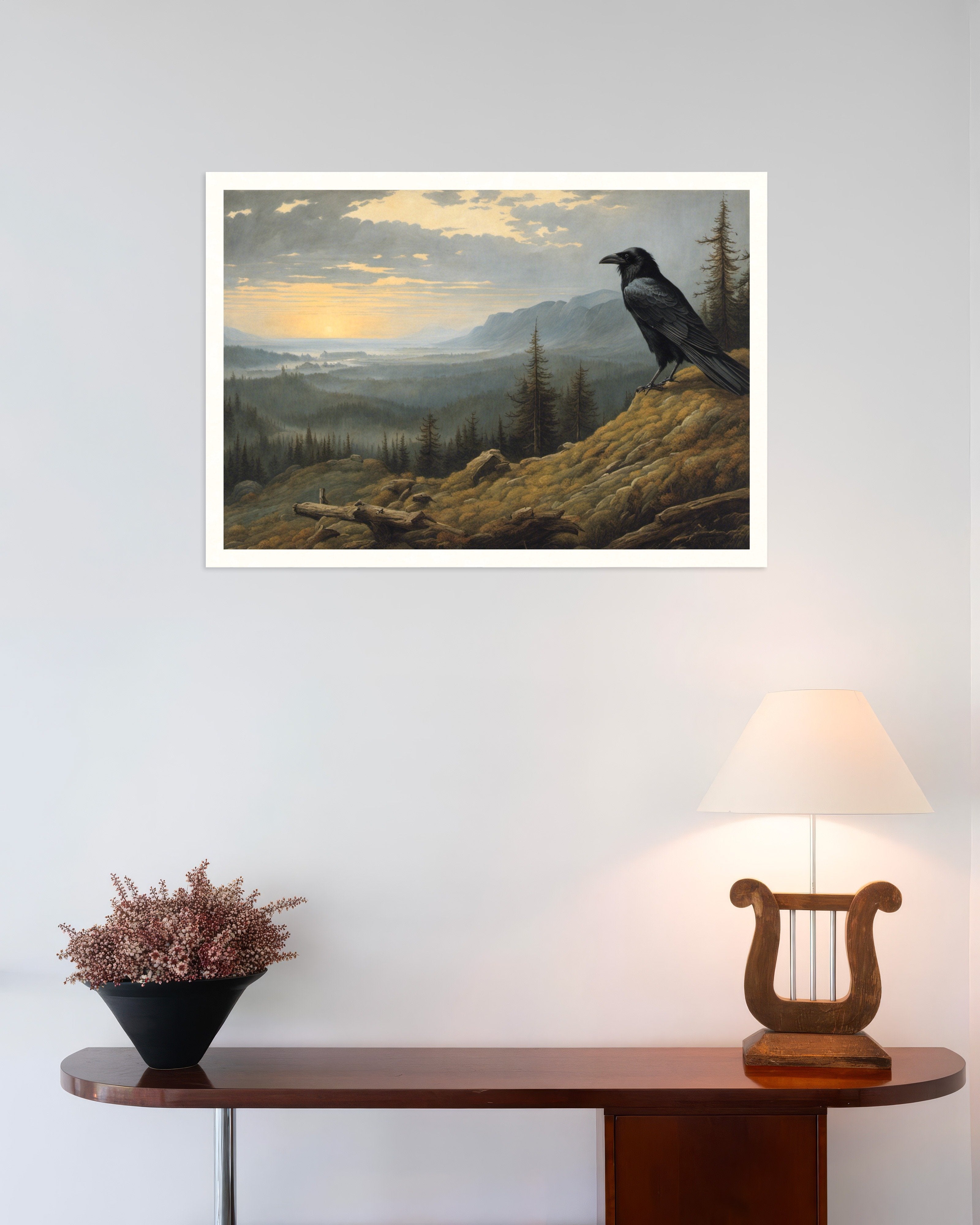 Poster of Mesmerizing landscapes invoking spiritual introspection, a crow - Poster