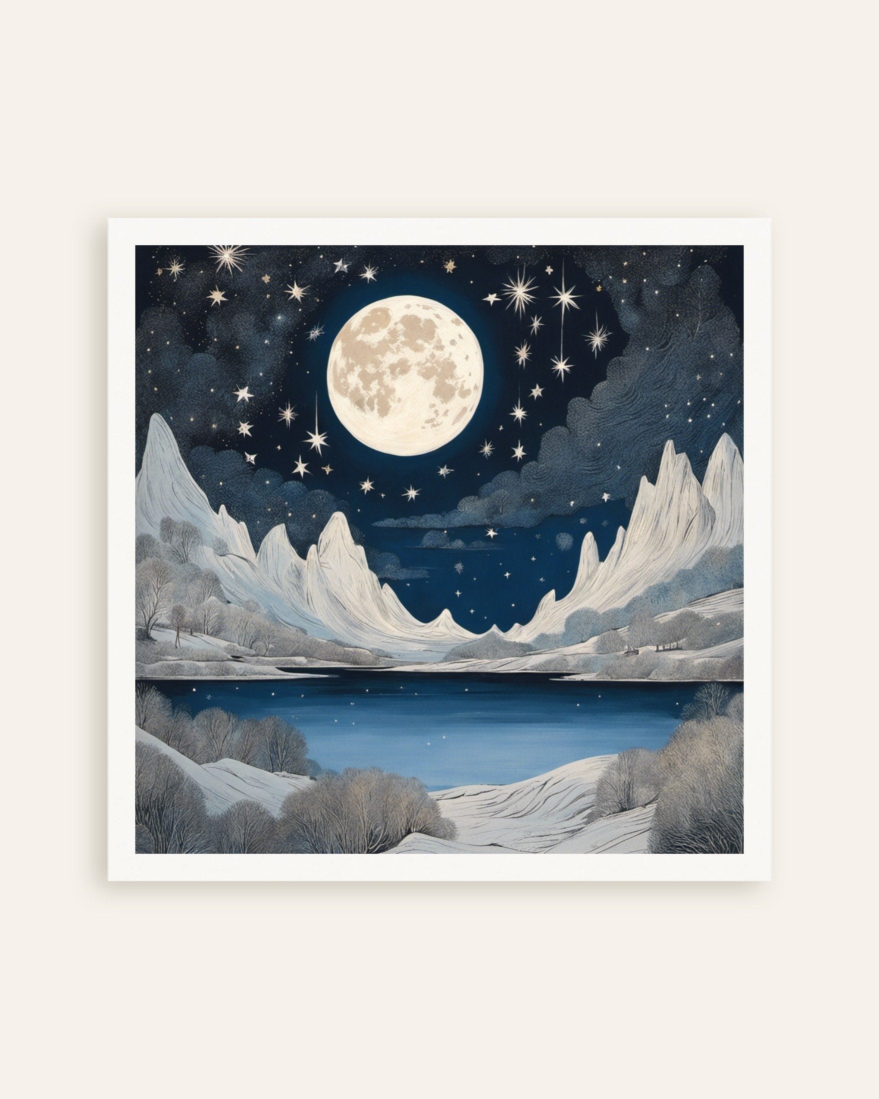 Poster of Moomins, Moon and starry sky - Poster, thumbnail
