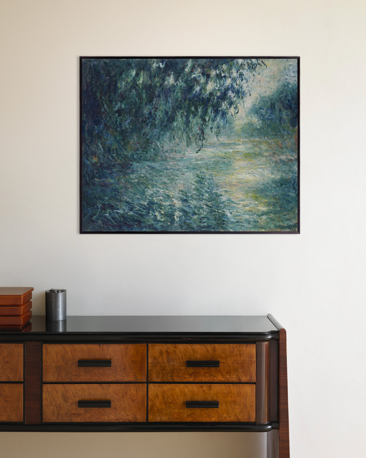 Poster Mattino sulla Senna (1898) di Claude Monet con cornice in metallo