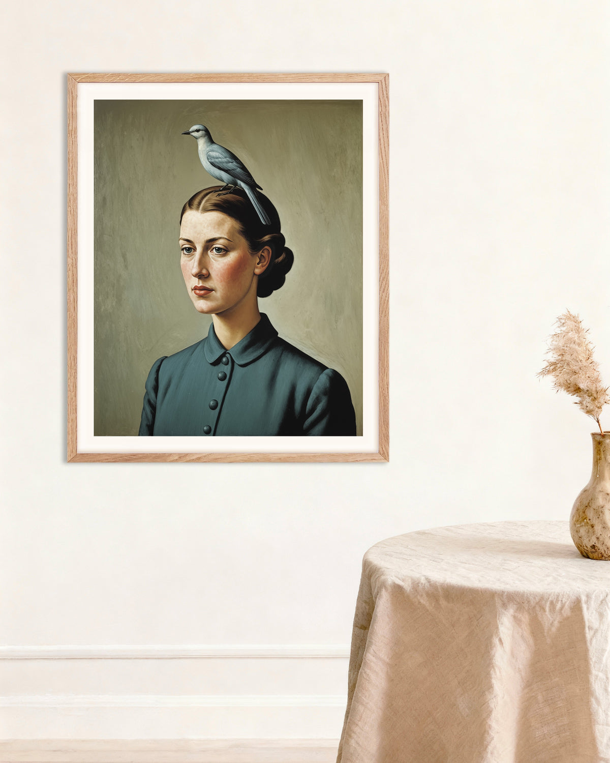 Poster Il mio pensiero è un uccello con cornice in rovere naturale