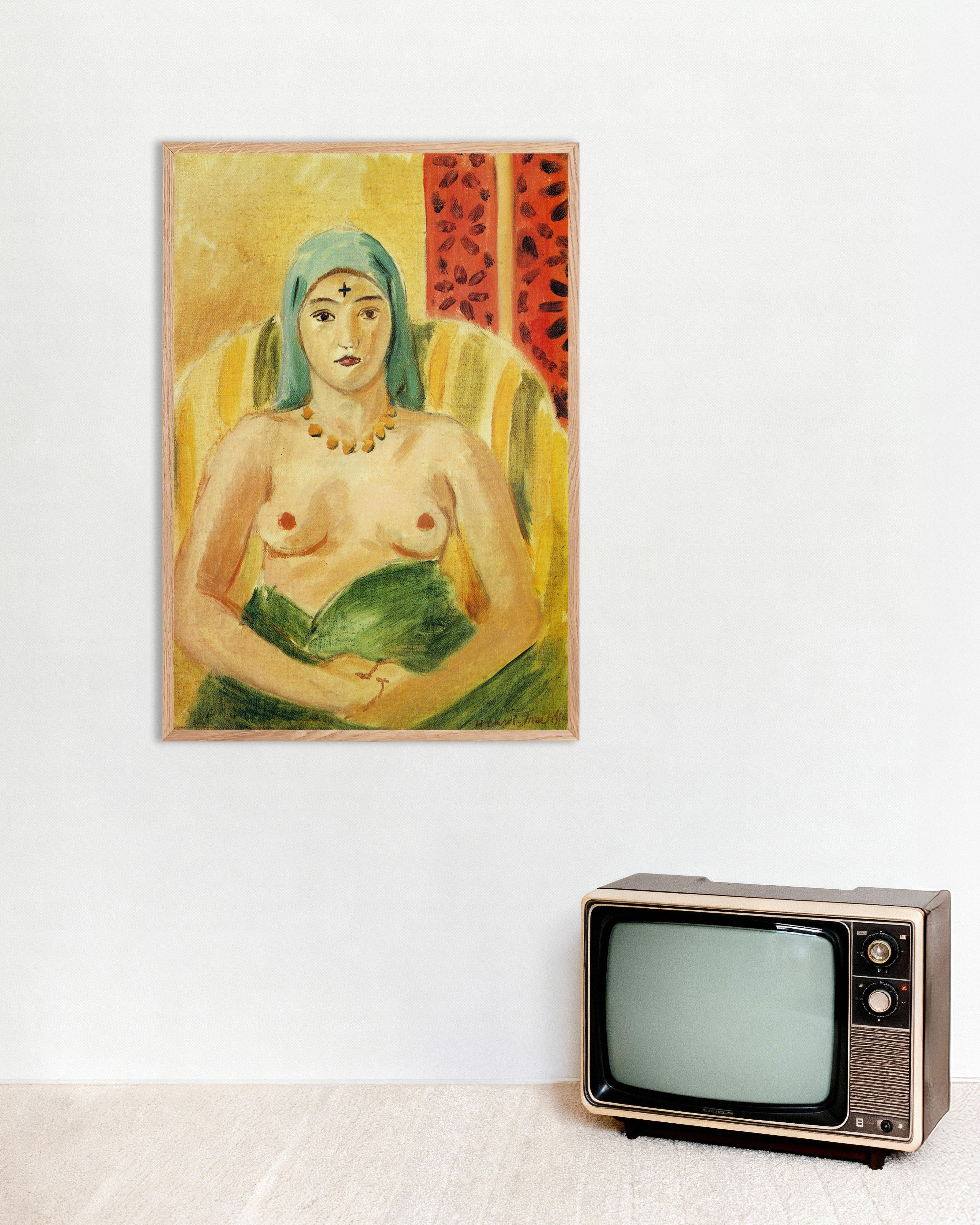 Poster of Odalisque, half-length (1923) by Henri Matisse, with natural wooden frame