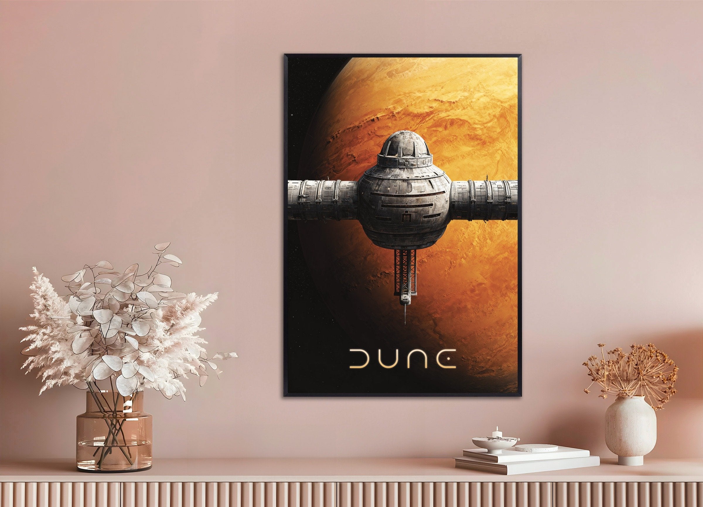 Poster of Orbital Station Poster, Dune, Sci-Fi Planet Art Print, with metal frame