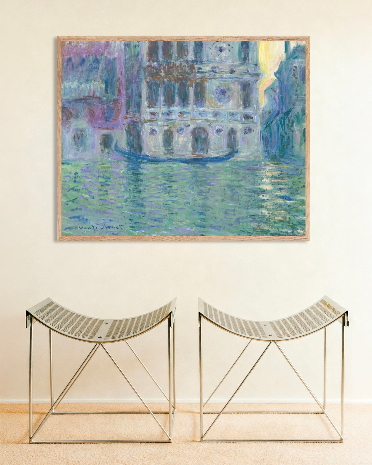 Poster Palazzo Dario (1908) von Claude Monet mit naturfarbenem Holzrahmen