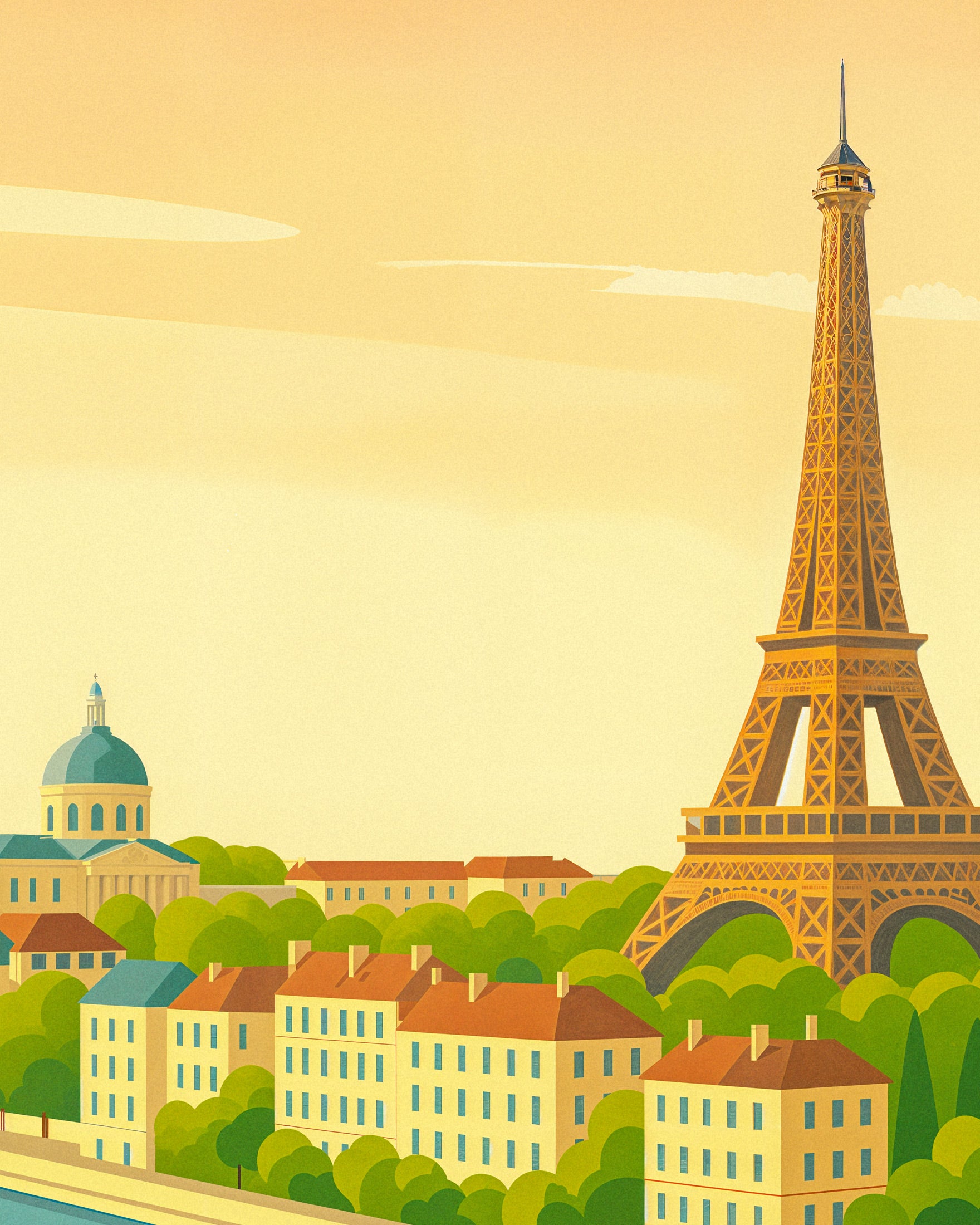Paris – Retro-Stil Illustration vom Eiffelturm Poster