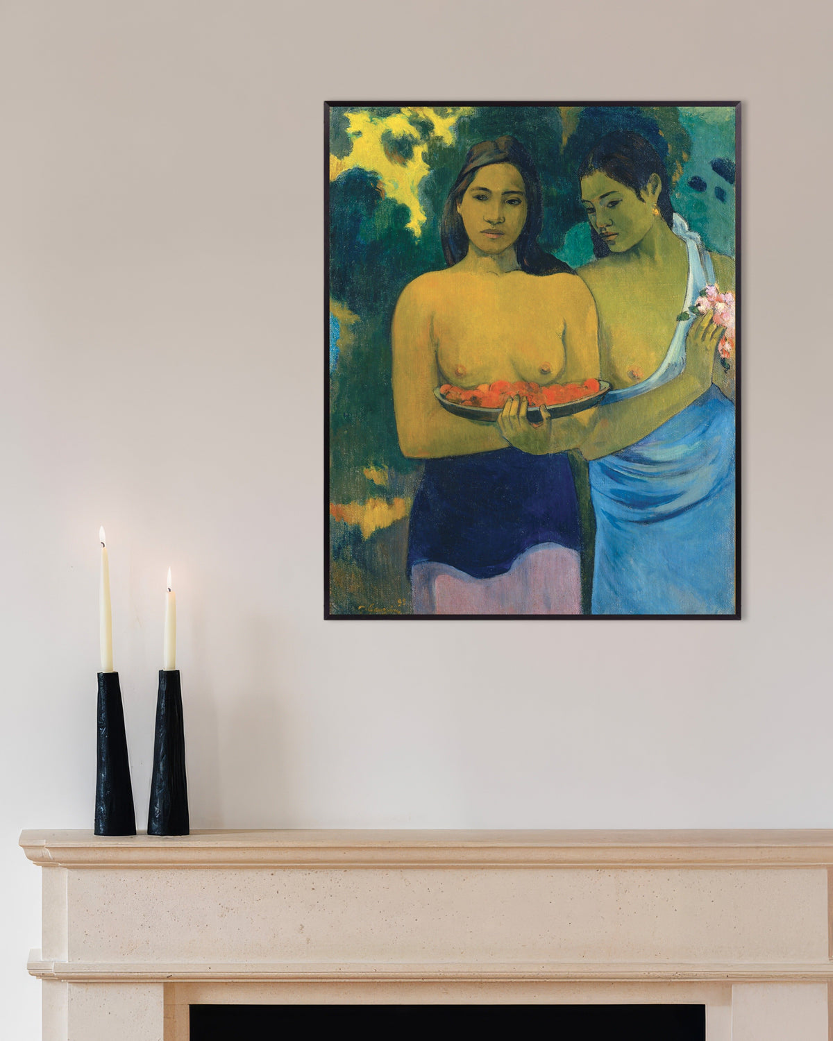 Poster Paul Gauguin, Due donne tahitiane, con cornice in metallo