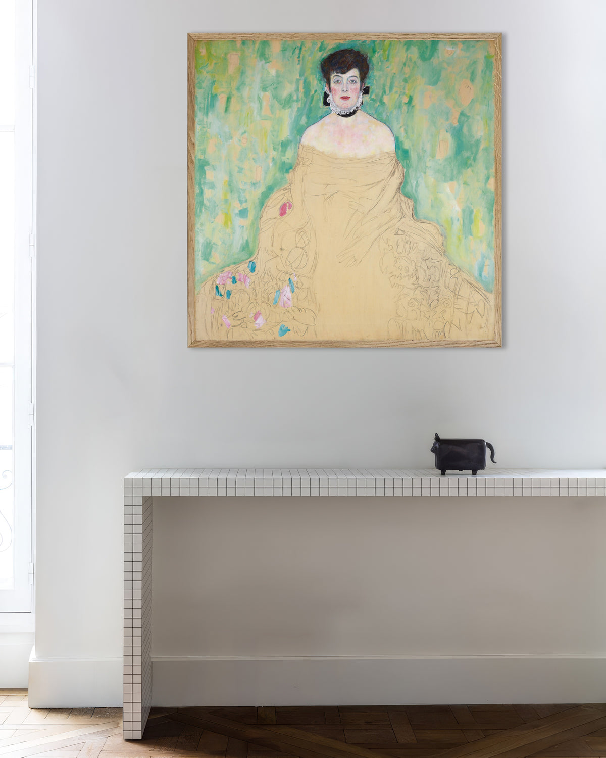 Poster Ritratto di Amalie Zuckerkandl (1917) di Gustav Klimt con cornice in legno naturale