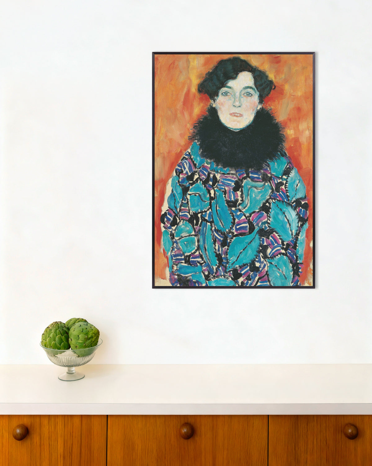 Poster Bildnis Johanna Staude (1917) von Gustav Klimt mit Metallrahmen