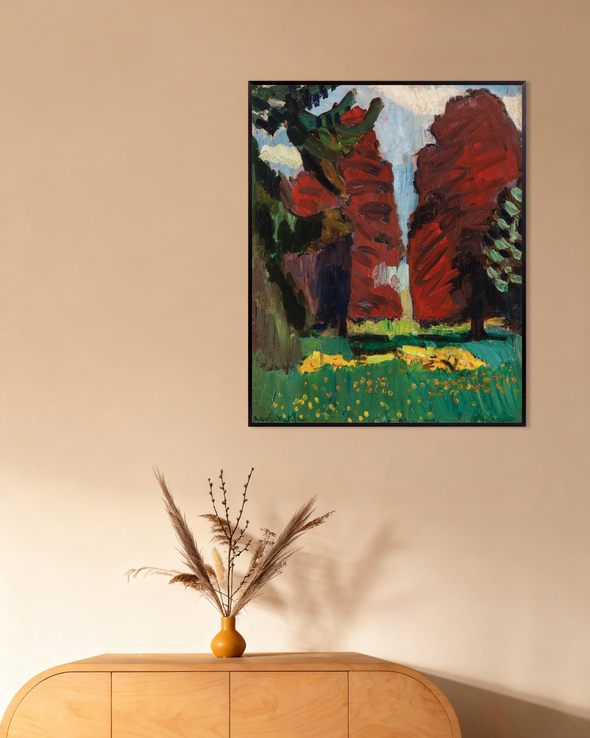 Poster de Les Hêtres pourpres (1901) de Henri Matisse, avec cadre en métal