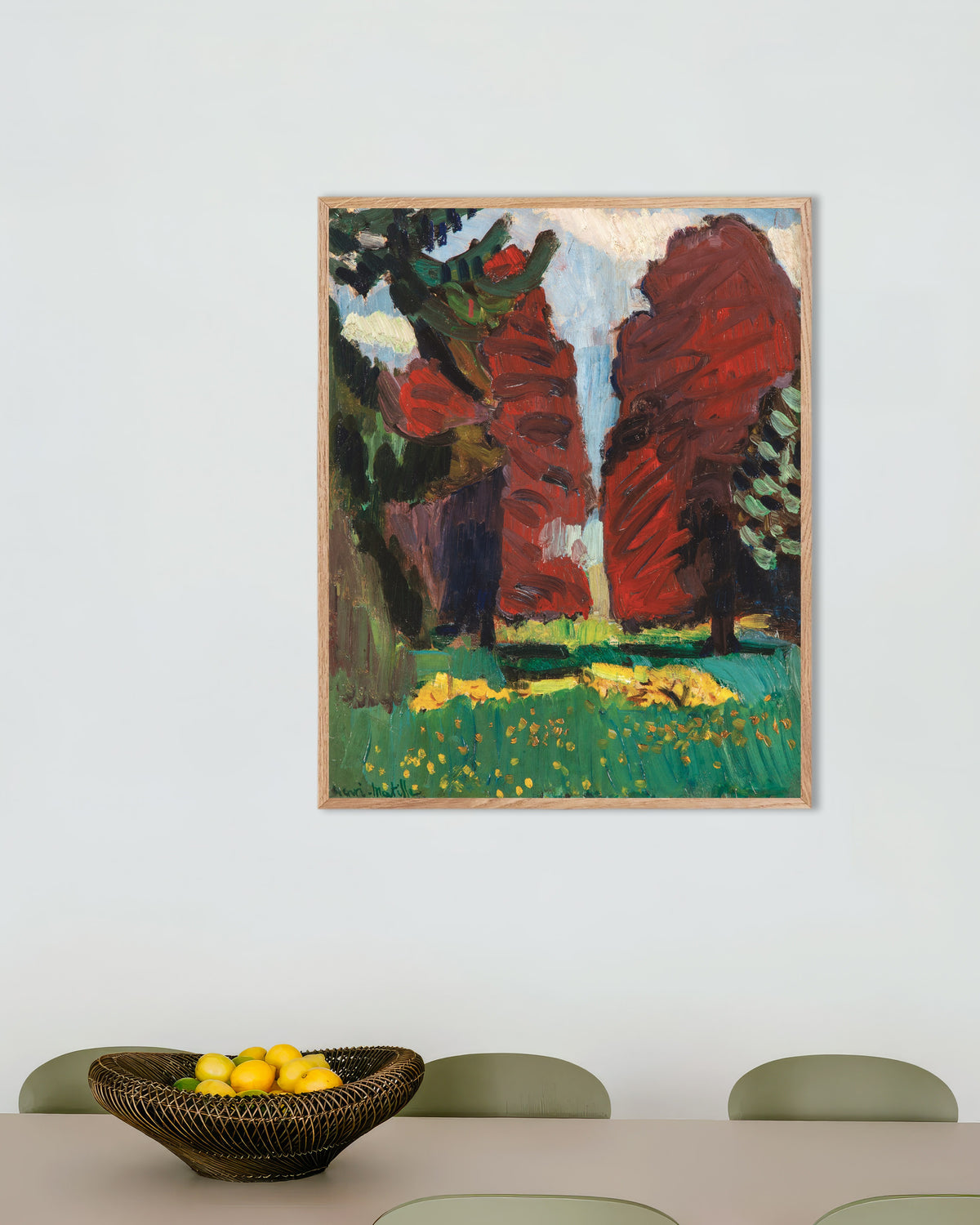 Poster de Les Hêtres pourpres (1901) de Henri Matisse, avec cadre en bois naturel