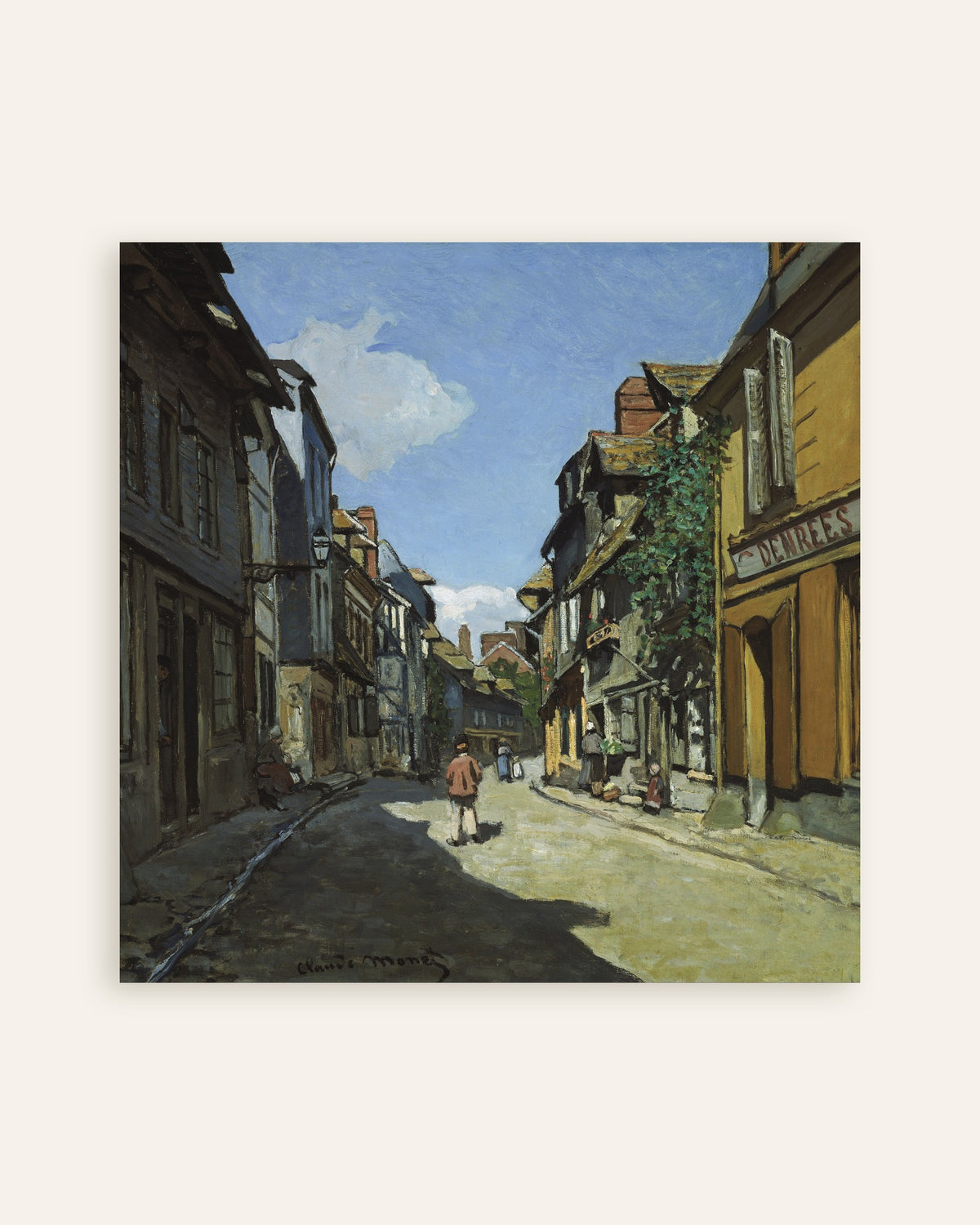 Poster Die Rue de la Bavole in Honfleur (1864) von Claude Monet, Vorschaubild