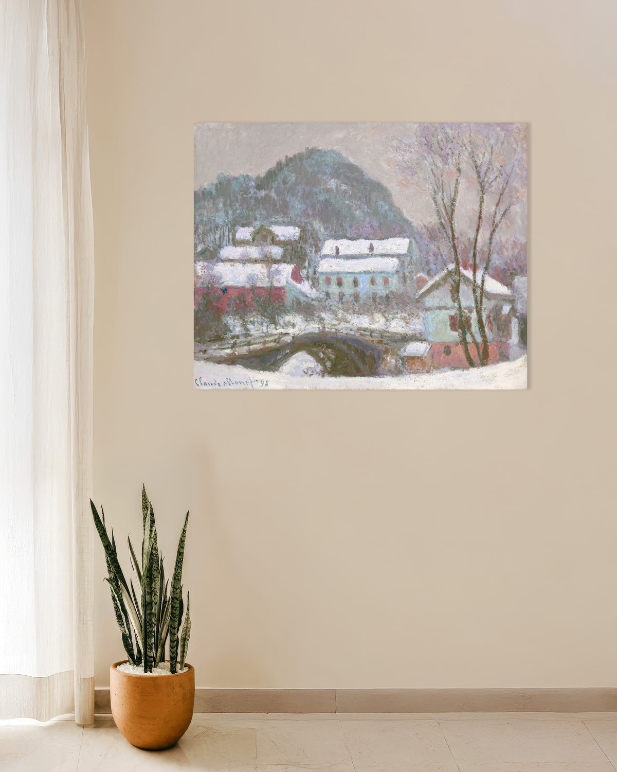 Poster Sandvika, Norvegia, effetto neve (1895) di Claude Monet