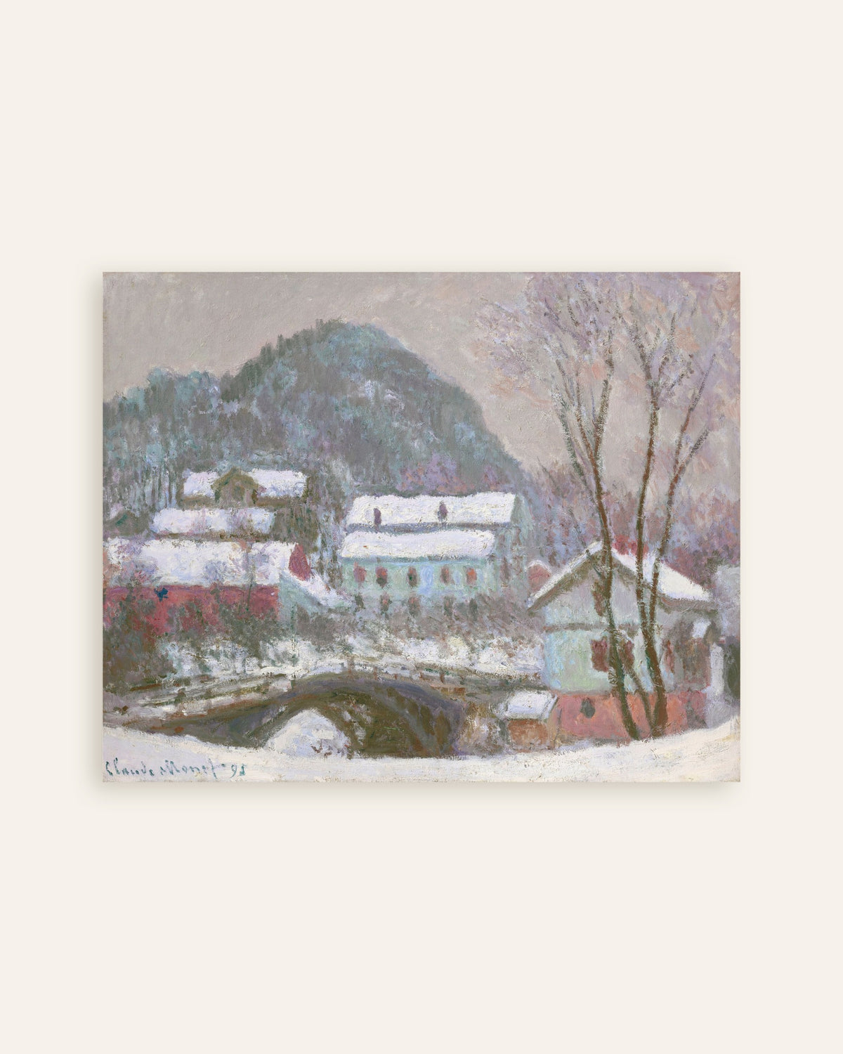 Poster Sandvika, Norvegia, effetto neve (1895) di Claude Monet, miniatura