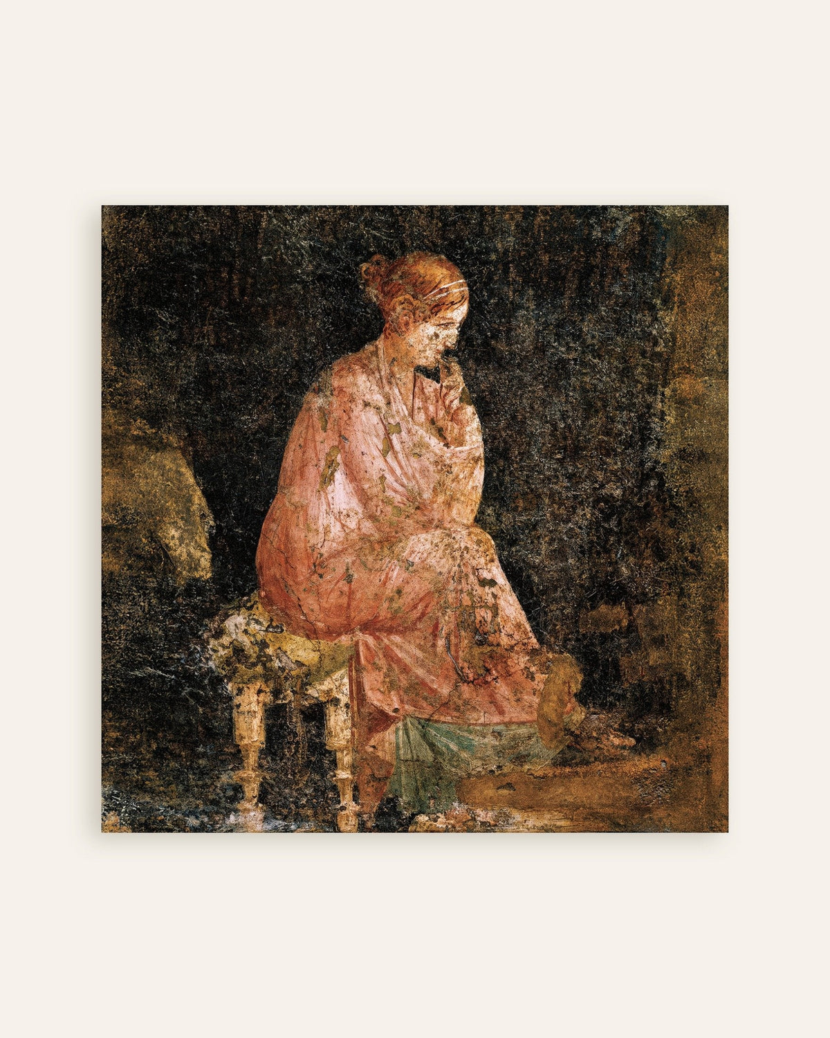 Poster del dettaglio d'affresco della donna seduta, Pompei