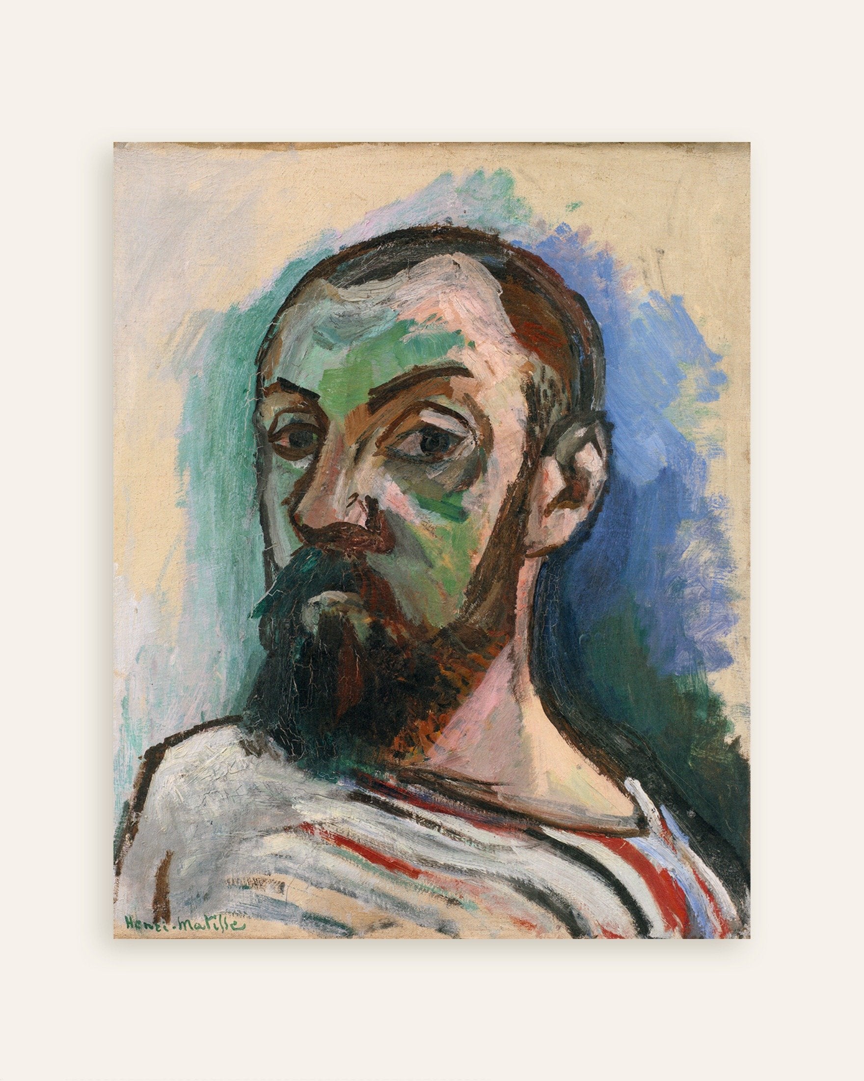 Poster of Self-portrait in a striped t-shirt (1906) by Henri Matisse, thumbnail