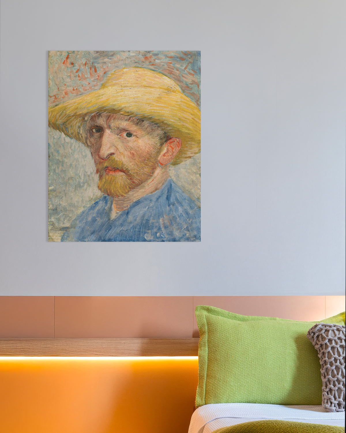 Poster de Autoportrait au chapeau de paille et à la blouse bleue (1887) de Vincent van Gogh