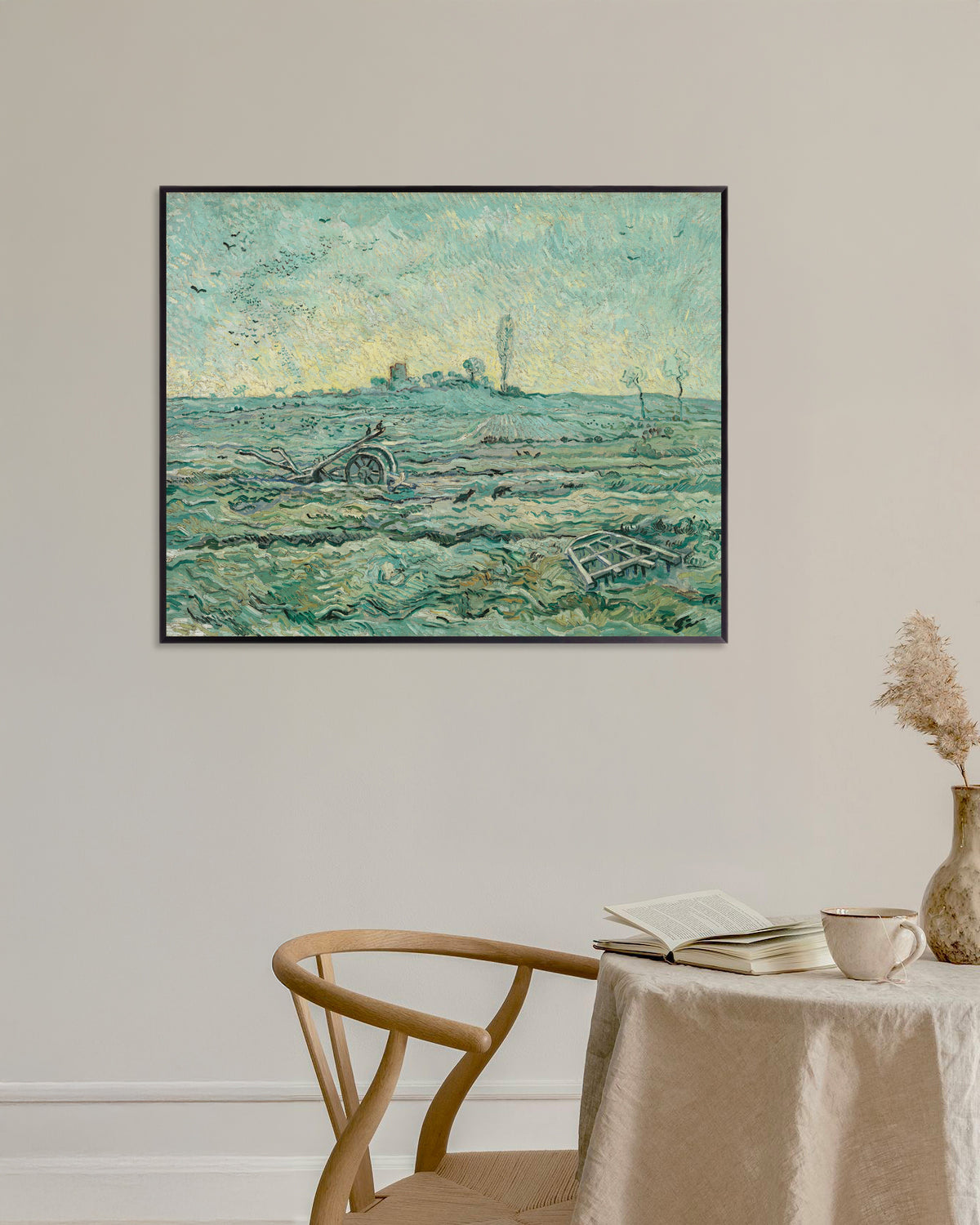 Poster di Campo innevato con un erpice, da Millet (1890) di Vincent van Gogh, con cornice in metallo