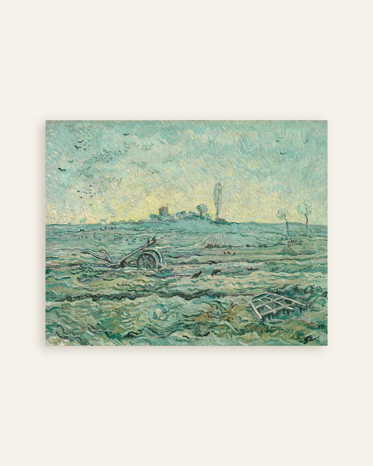 Poster di Campo innevato con un erpice, da Millet (1890) di Vincent van Gogh, miniatura