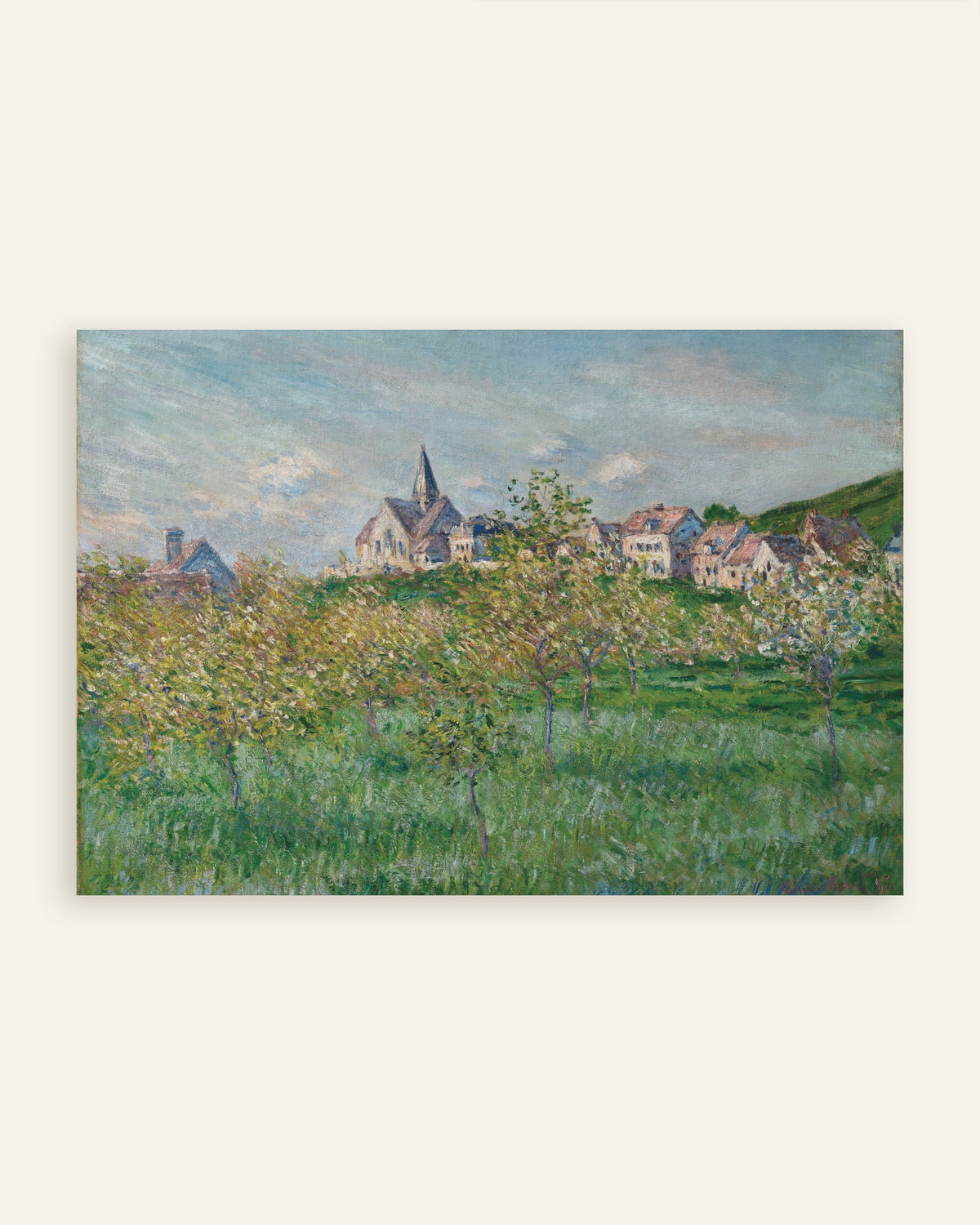 Poster Frühling in Giverny, Nachmittag (1885) von Claude Monet, Vorschaubild