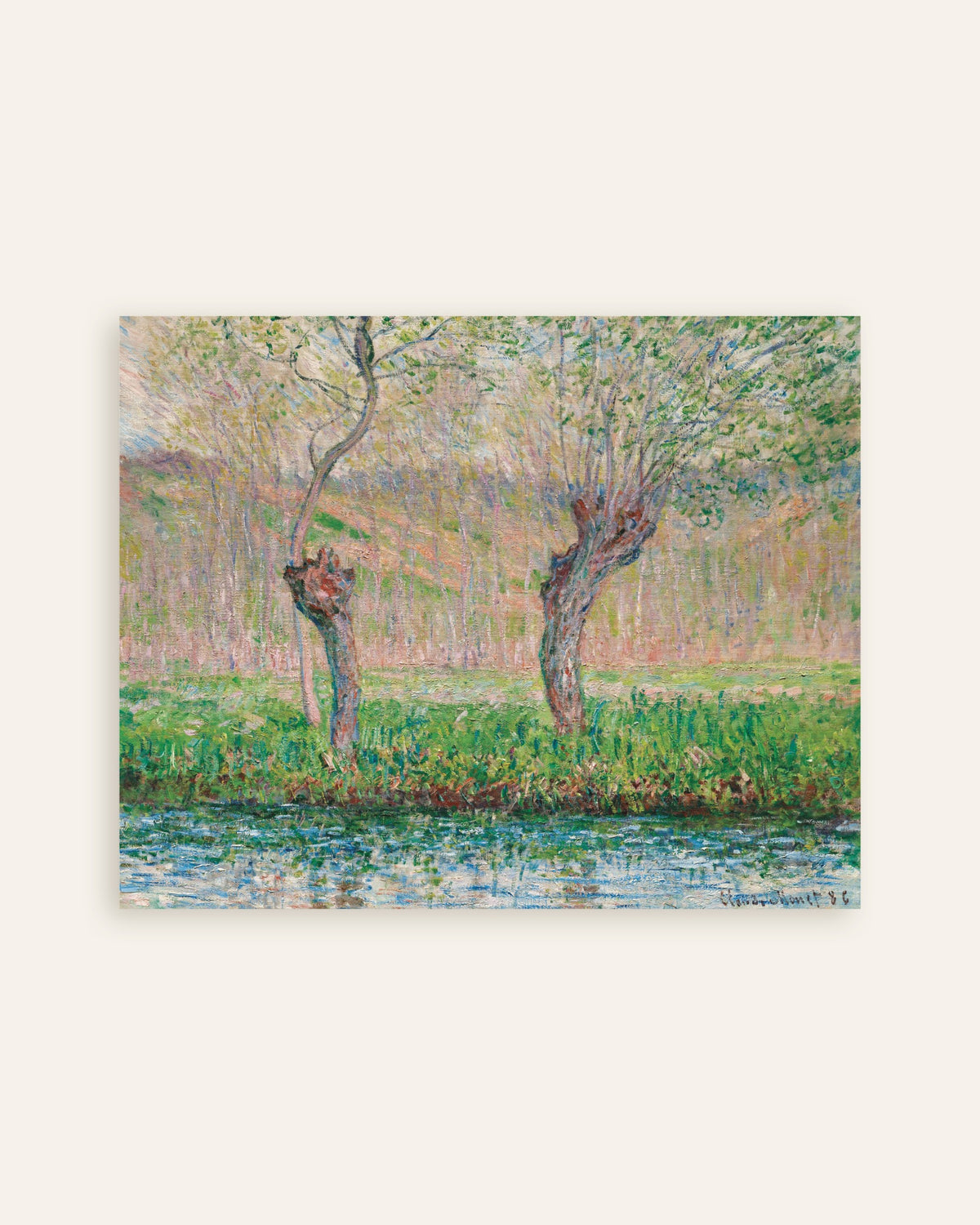 Poster Frühling, Weiden (1885) von Claude Monet, Vorschaubild