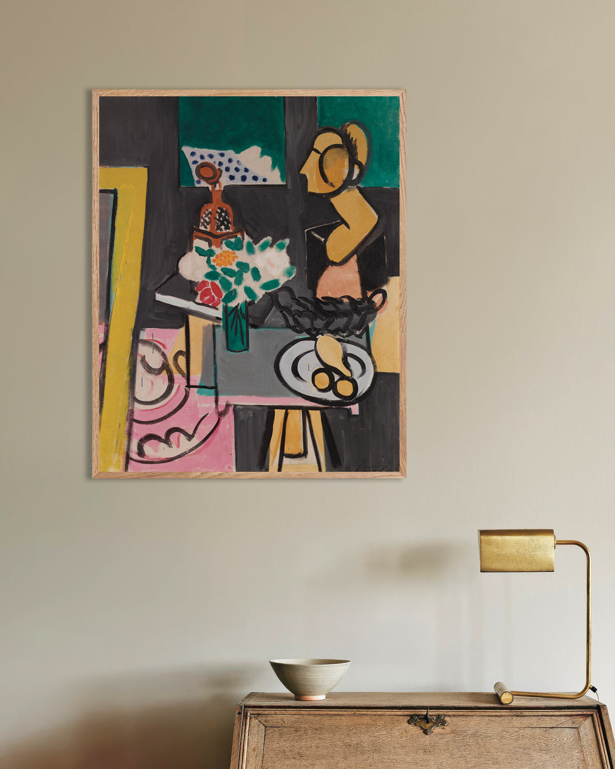 Poster di Natura morta con zucche (1916) di Henri Matisse, con cornice in legno naturale