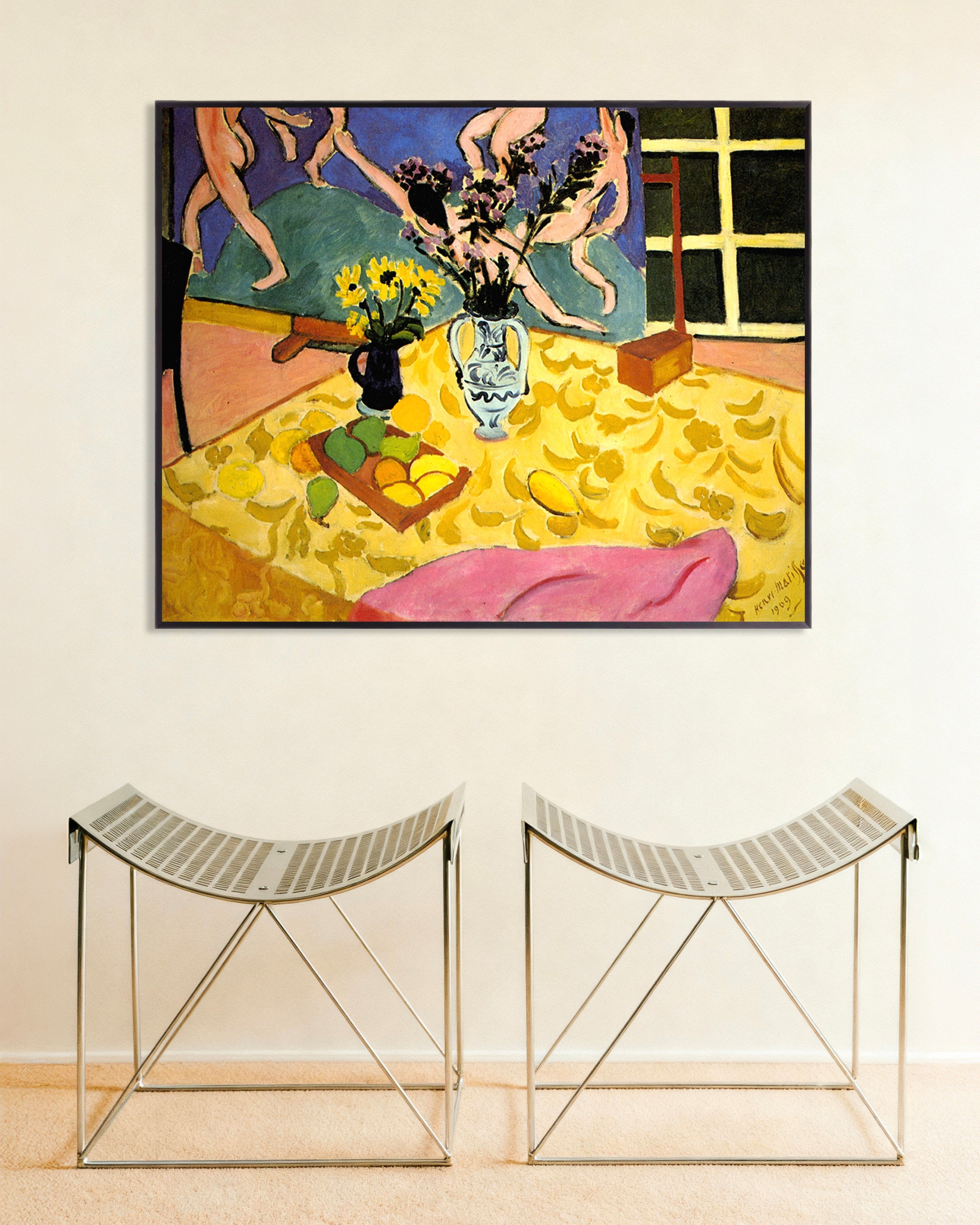 Poster of Still life with 'La Danse' (1909) by Henri Matisse, with metal frame